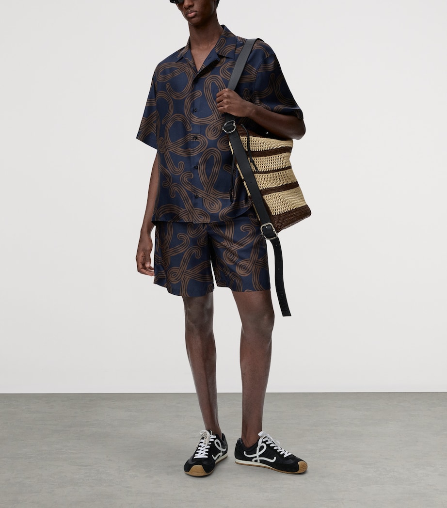 LOEWE Mens x Paula’s Ibiza Silk Anagram Shirt Navy/brown Image 2