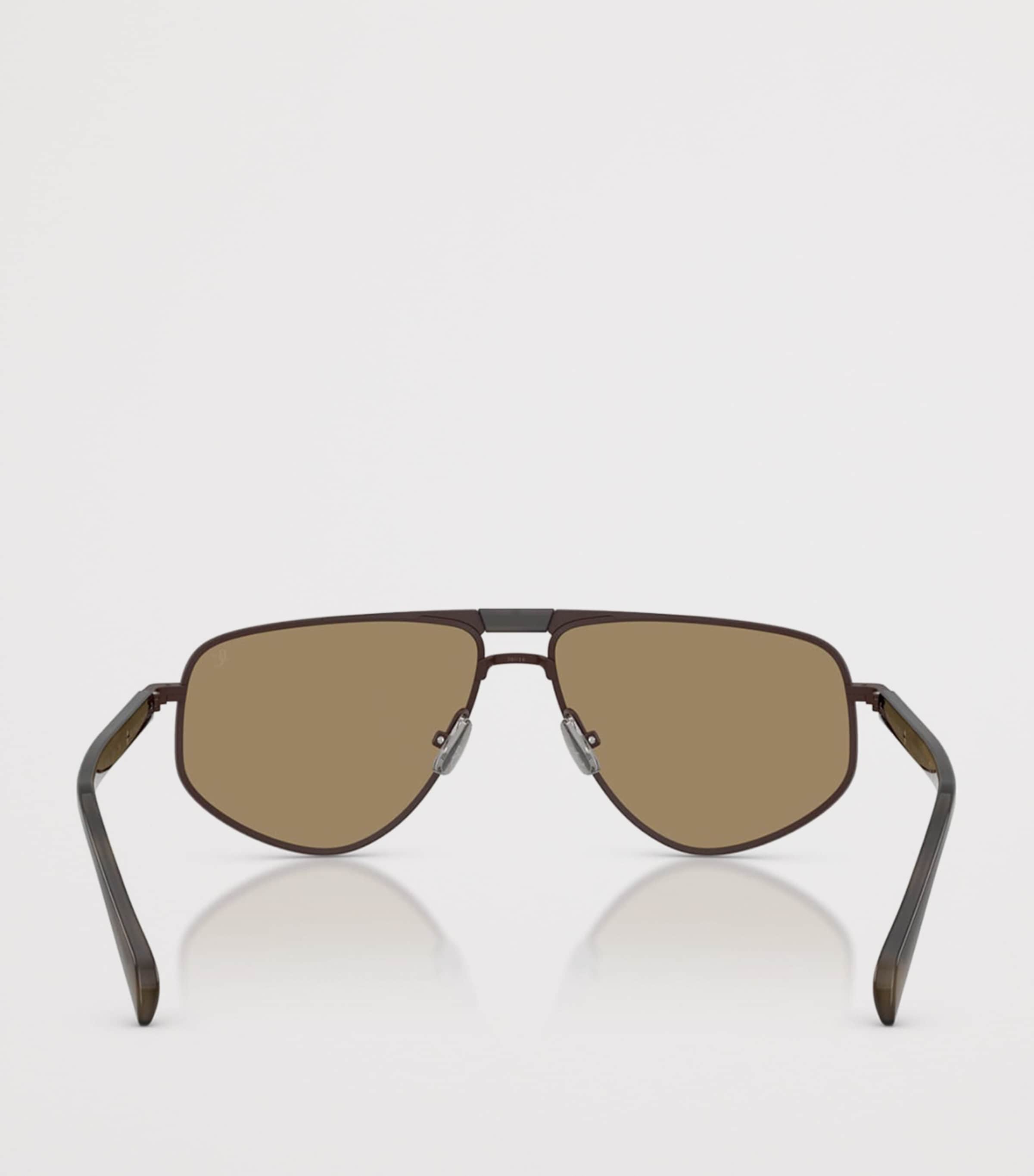 Brunello Cucinelli Titanium Dike Aviator Sunglasses Brown Image 4