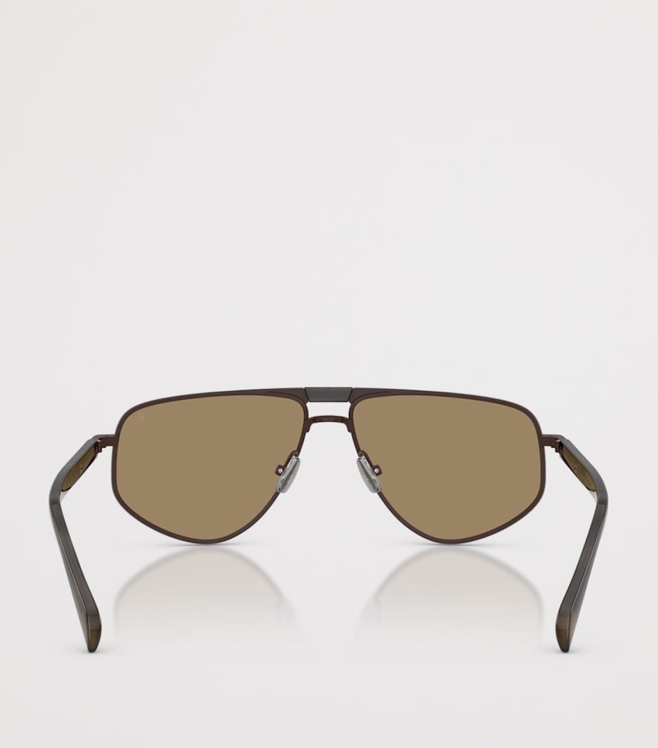 Brunello Cucinelli Titanium Dike Aviator Sunglasses Brown Image 4