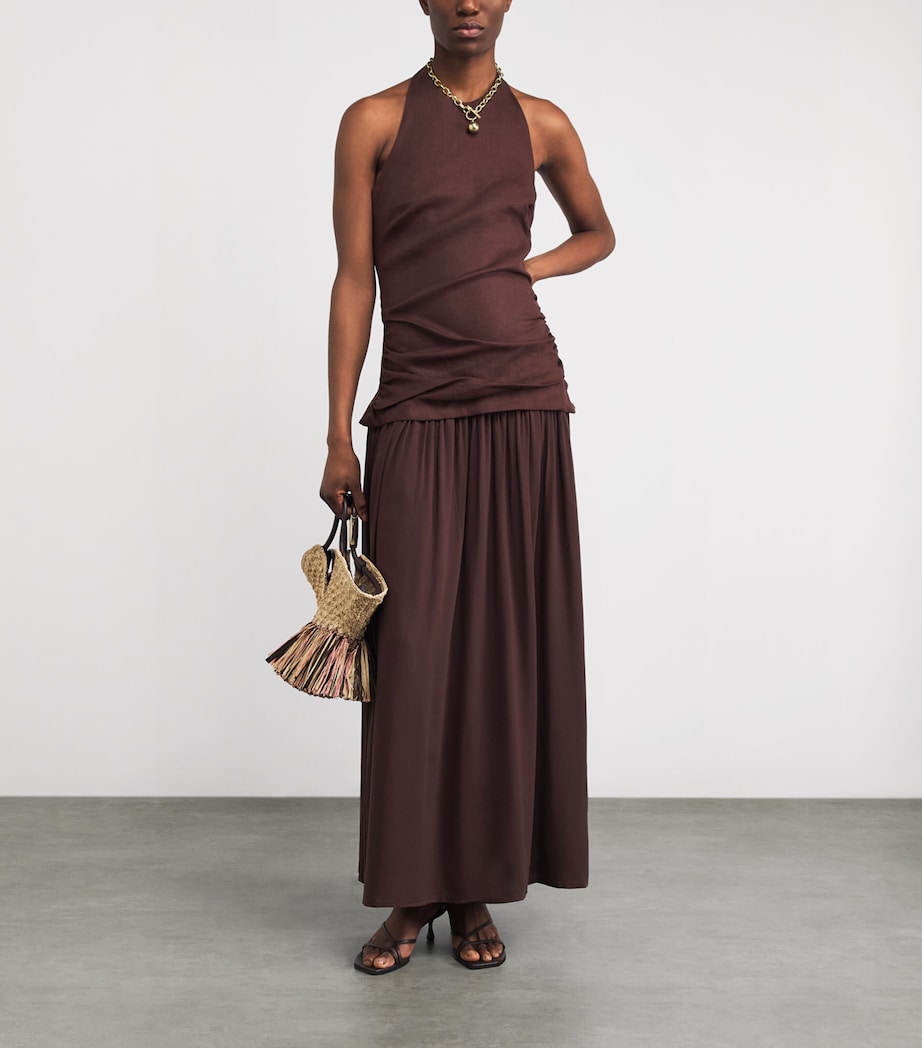 Faithfull the Brand Womens Halterneck Tali Maxi Dress Carob Image 2