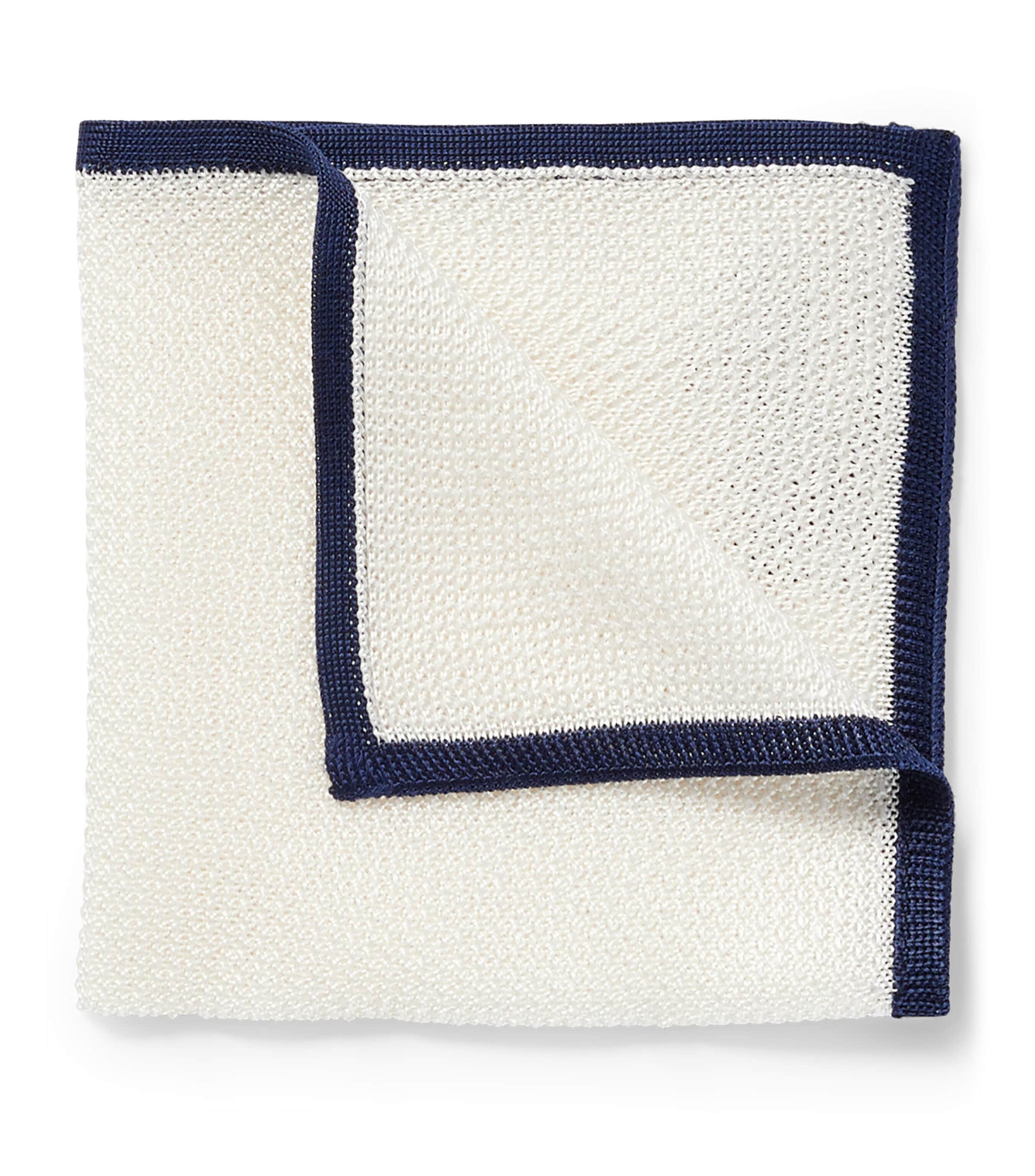 Hugo Boss Piqu-woven Pocket Square In Pure Silk In Blue