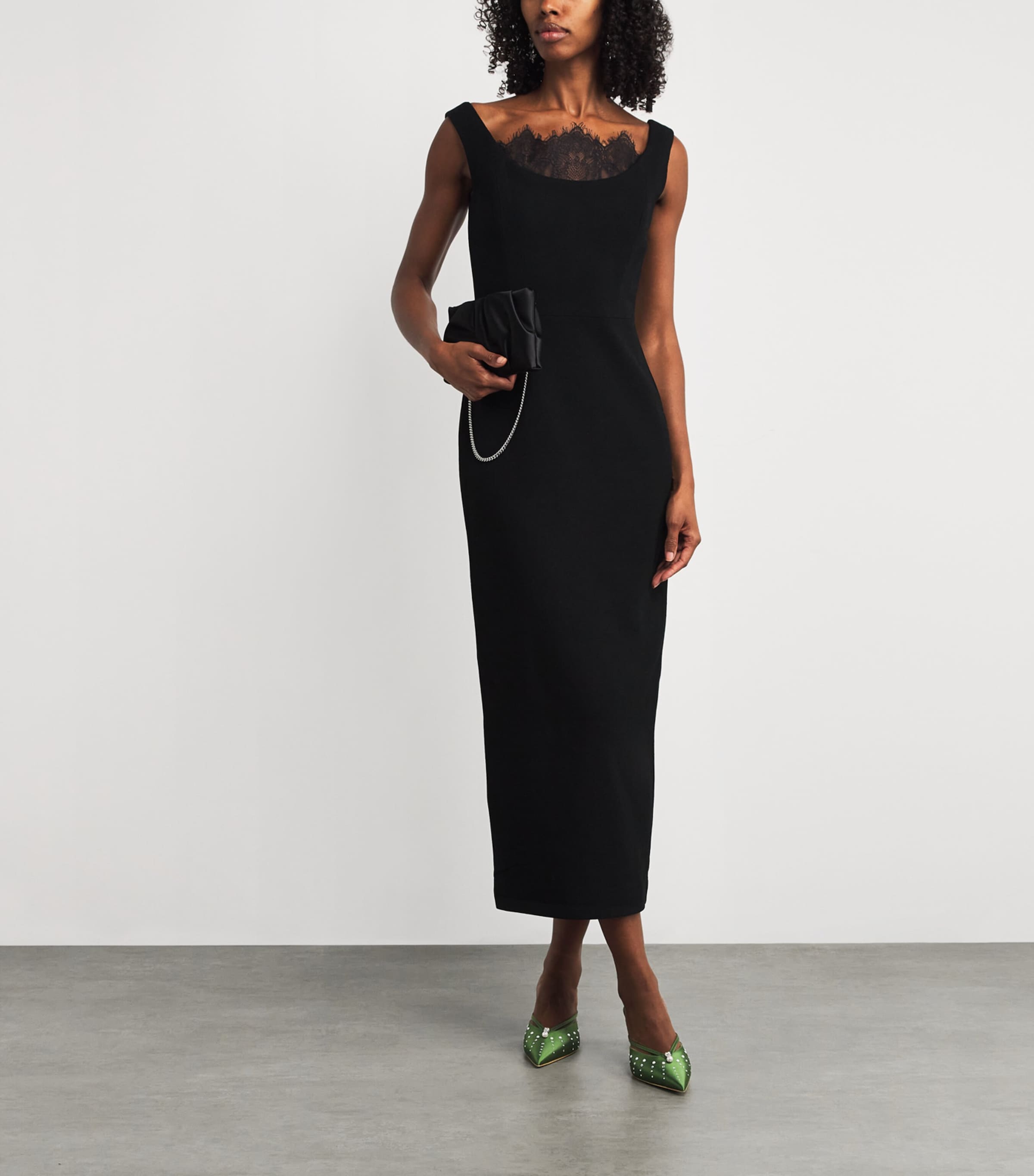 Satin Embellished Marisa Mules HARRODS GREEN Image 6