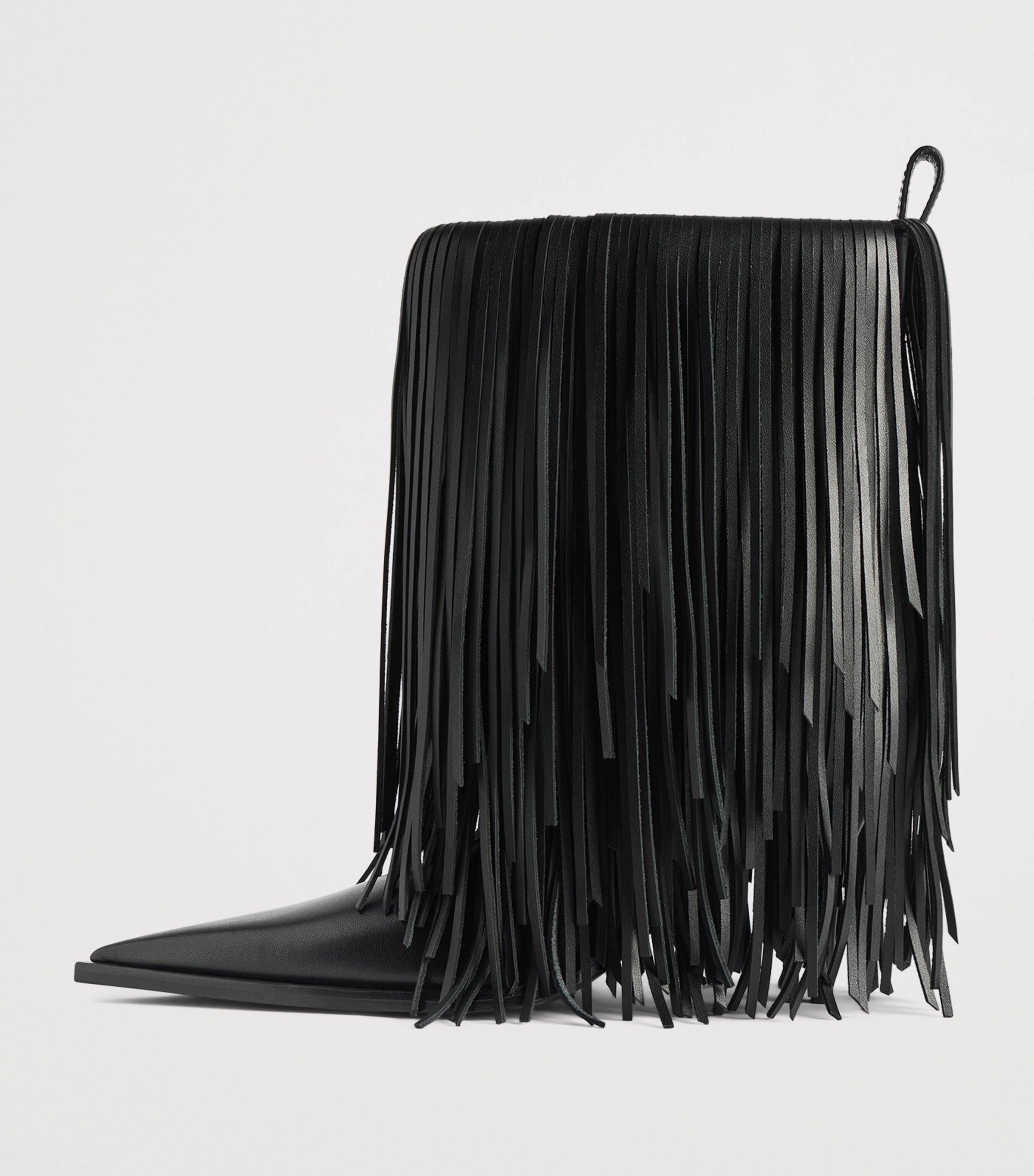 Balenciaga Calfskin Avenue Fringed Heeled Boots 90 Image 7