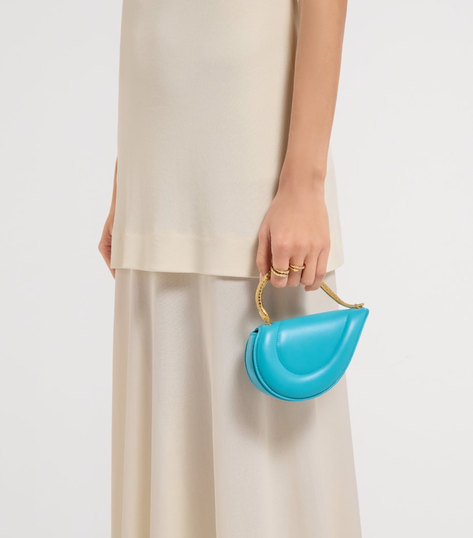 Bvlgari Mini Leather Serpenti Cuoricino Top-Handle Bag Turquoise Image 2