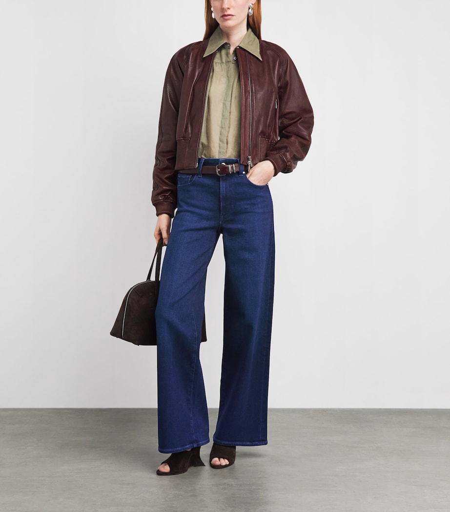 PAIGE Womens Sasha Wide-Leg Jeans Moonlit Marina Image 2