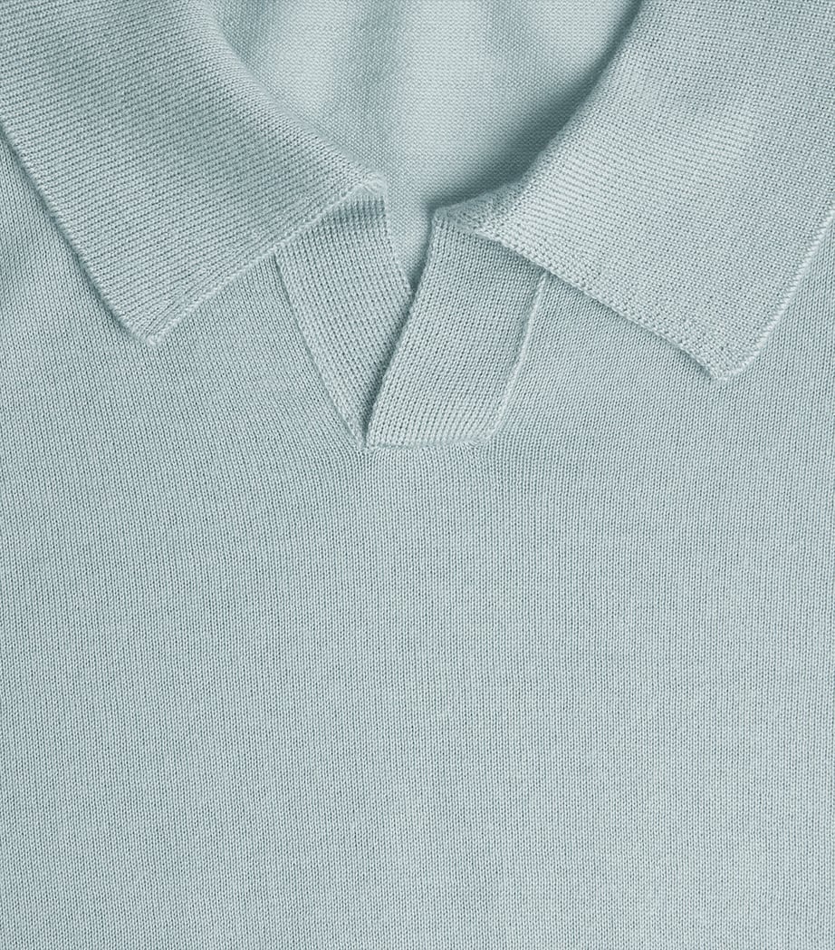 Johnstons Of Elgin Mens Superfine Cashmere Polo Shirt Soft Sage Image 5
