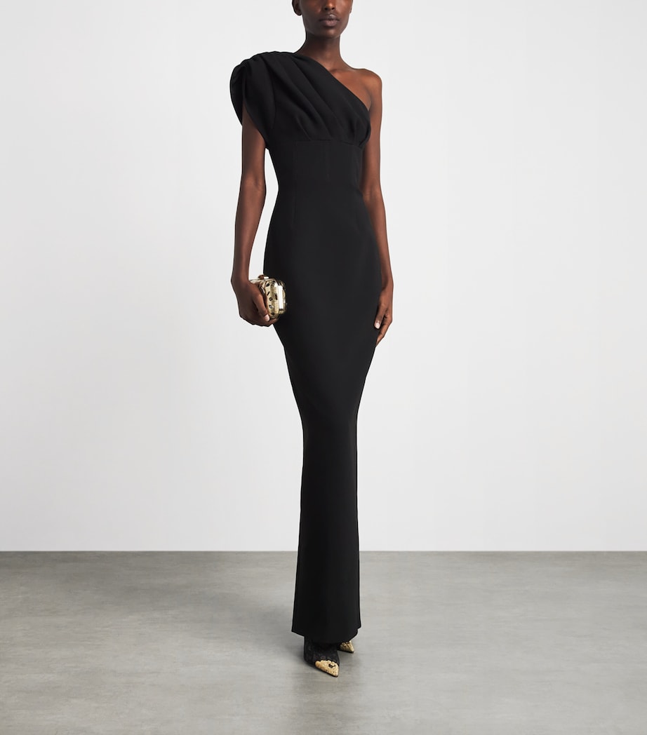 Rachel Gilbert Womens One-Shoulder Winne Gown Black Image 2