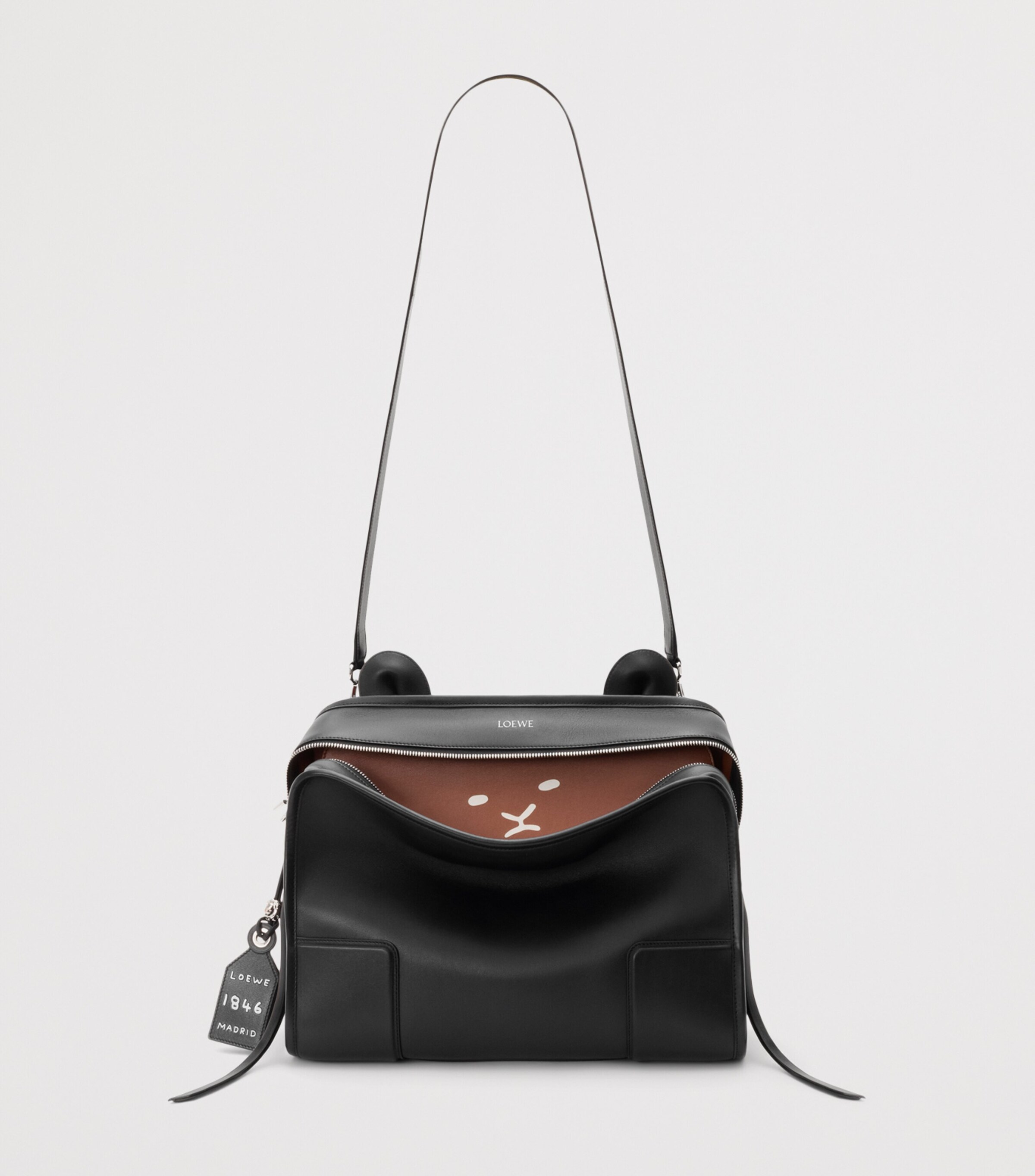 LOEWE Large Leather Amazona 180 Shoulder Bag Black Image 11