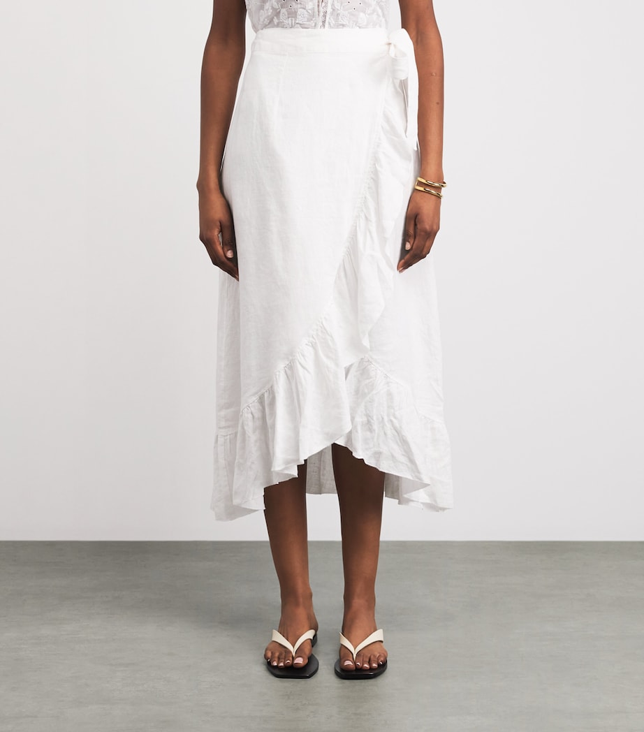 Heidi Klein Womens Linen White Bay Midi Skirt Wht Wht Image 4