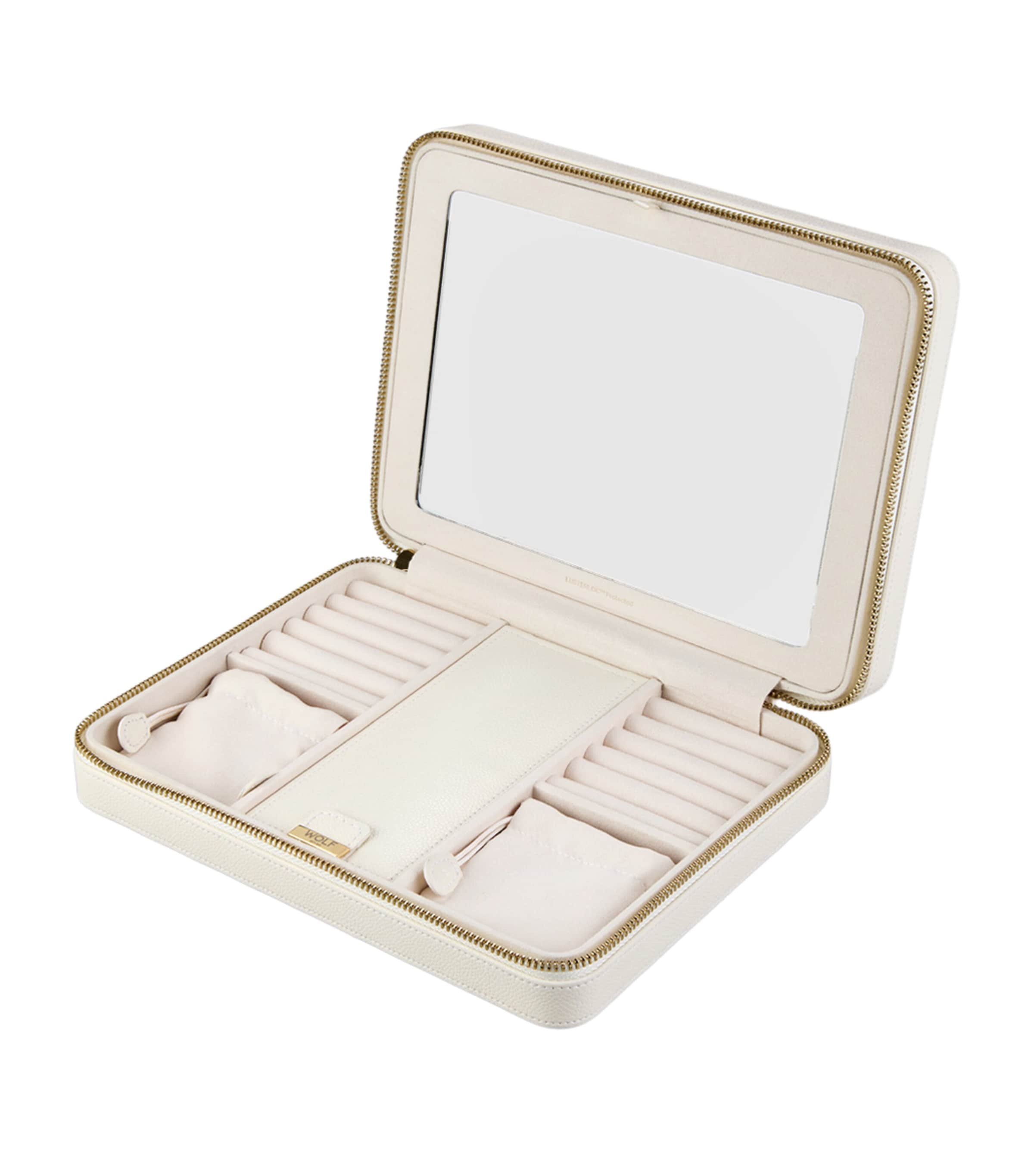 WOLF Large Lauren Travel Jewellery Case Ivory Image 3