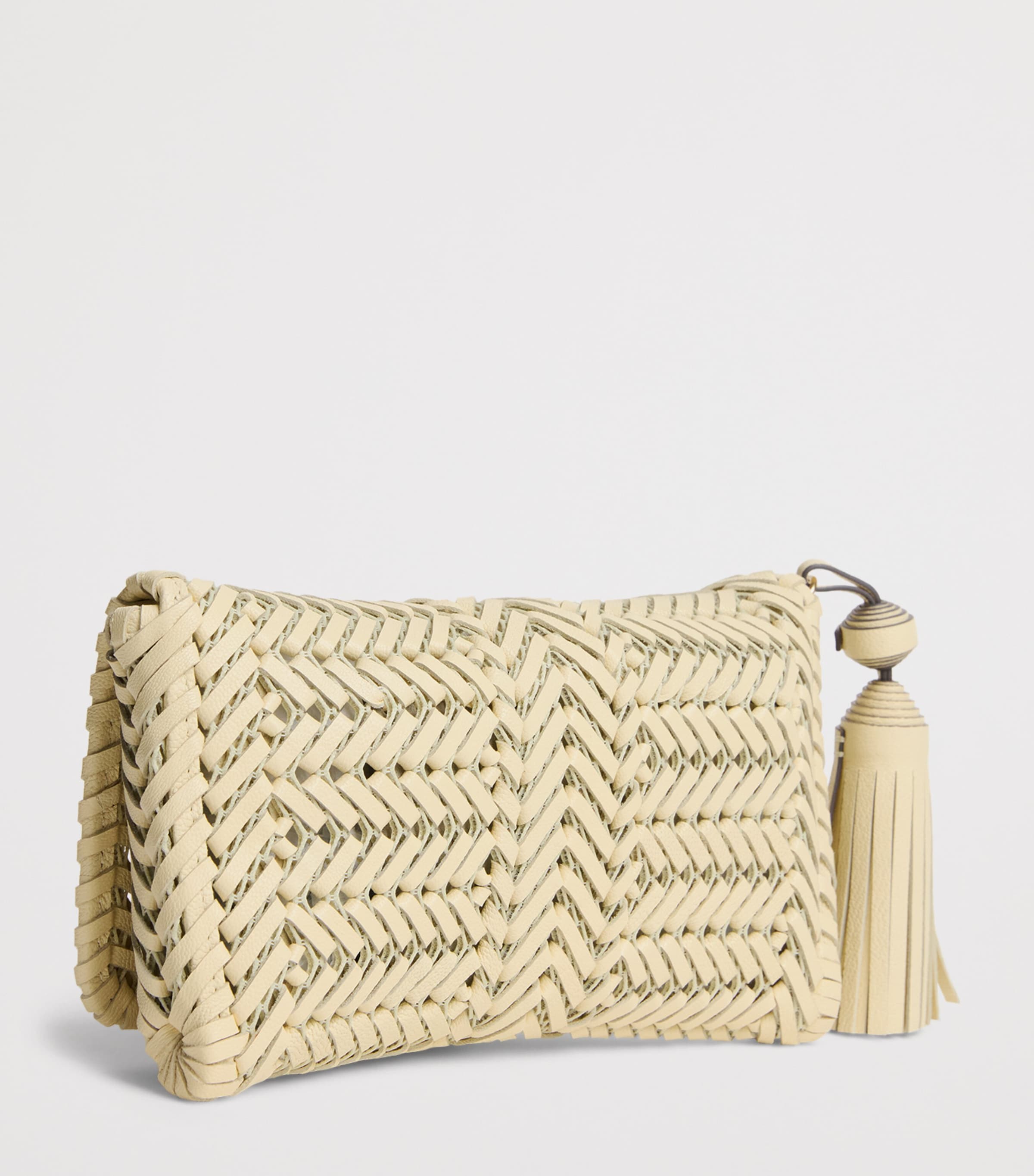 Anya Hindmarch Leather Woven Neeson Clutch Bag Butter Image 3