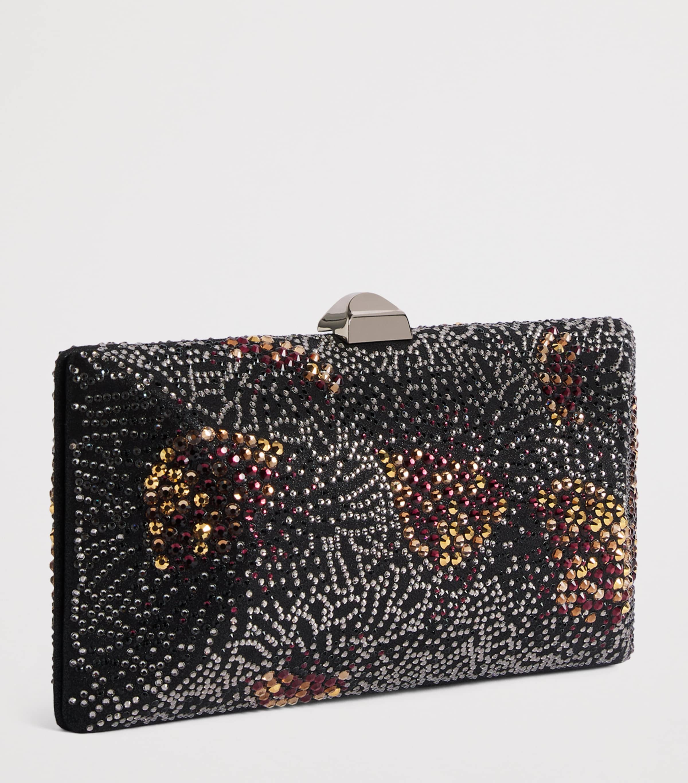 Rodo Suede-Effect Embellished Clutch Bag Black Image 3
