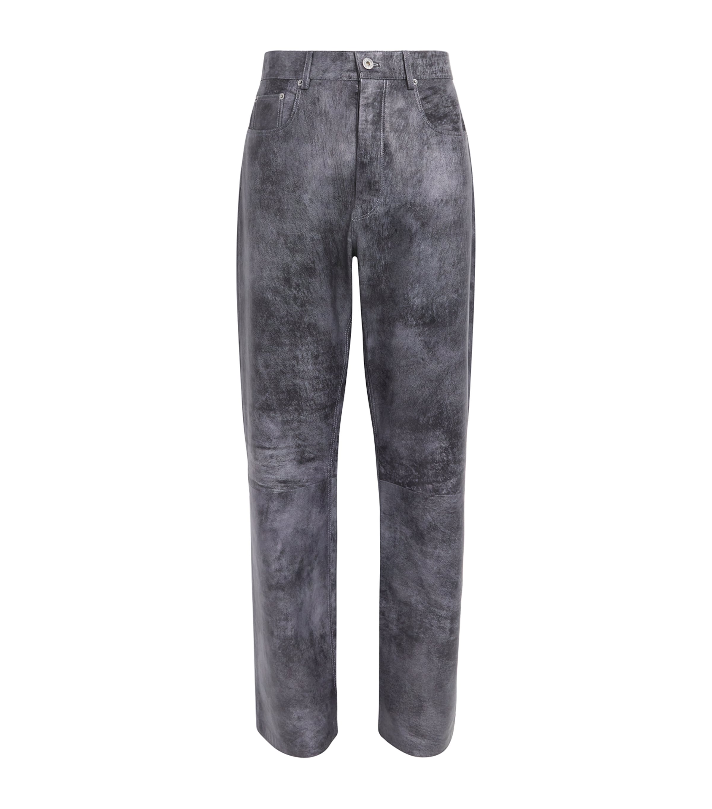 Jw Anderson Leather Textured-effect Trousers In Grey