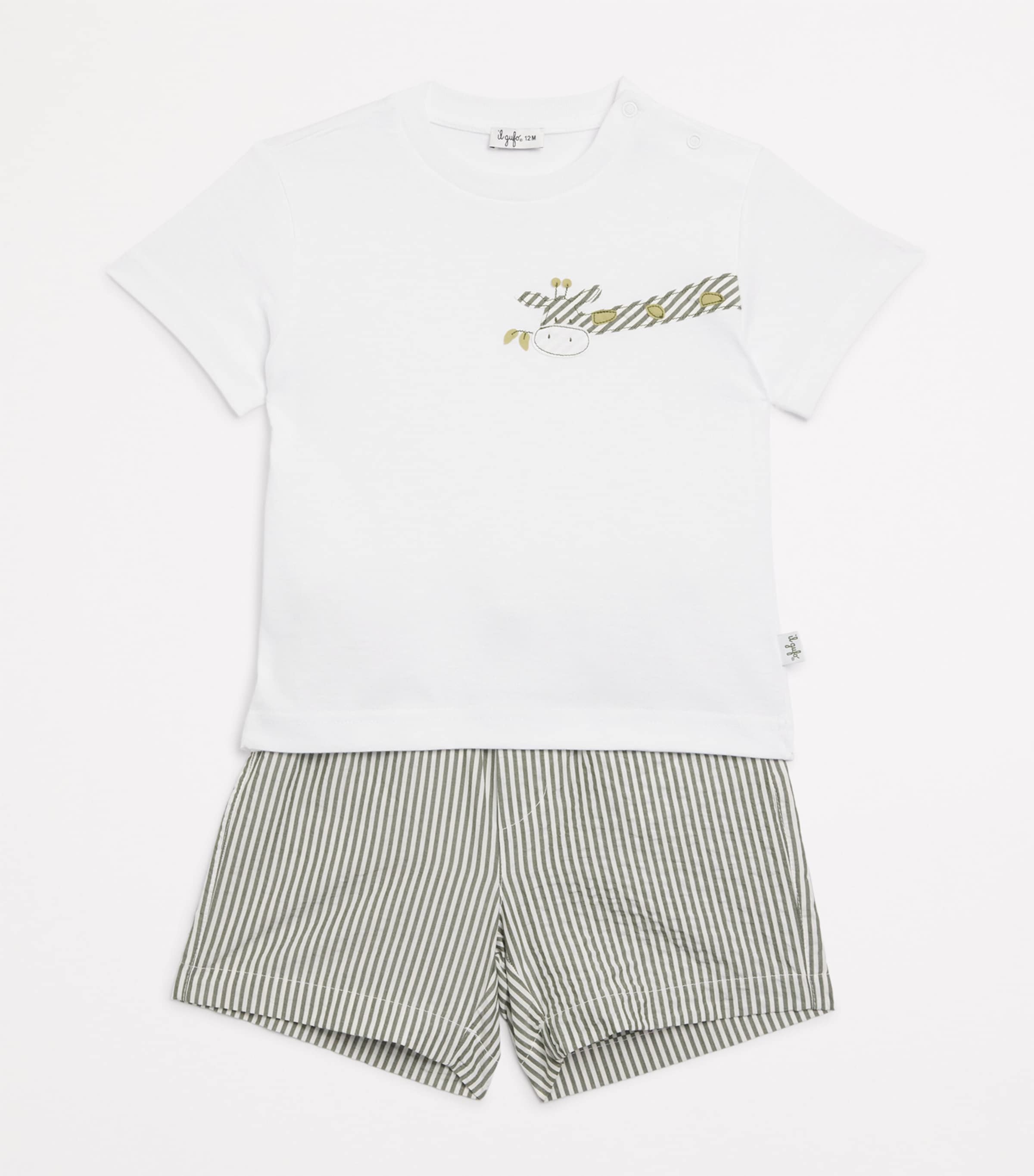 Il Gufo Cotton T-Shirt and Shorts Set (2-3 Years) Green Image 3