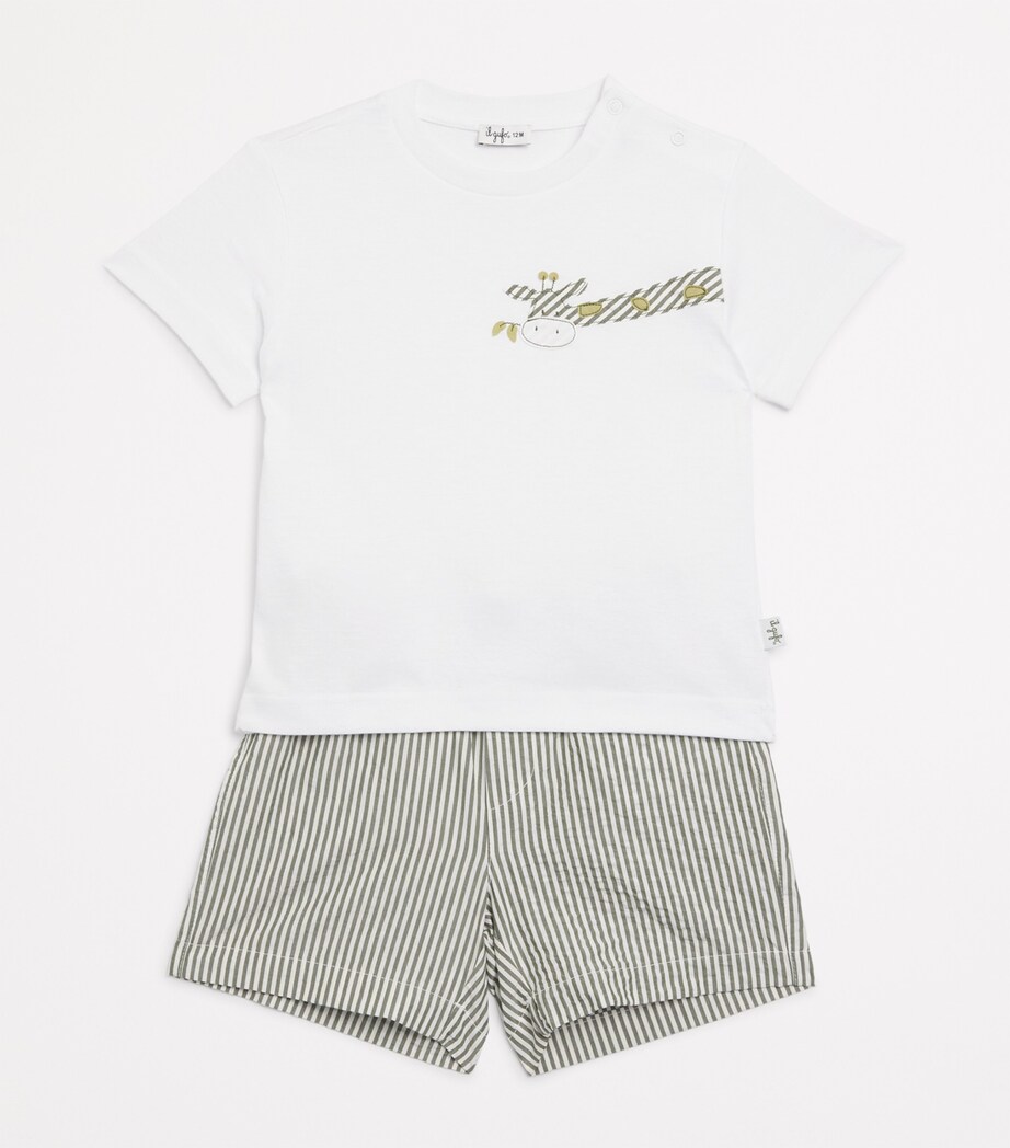Il Gufo Cotton T-Shirt and Shorts Set (2-3 Years) Green Image 3