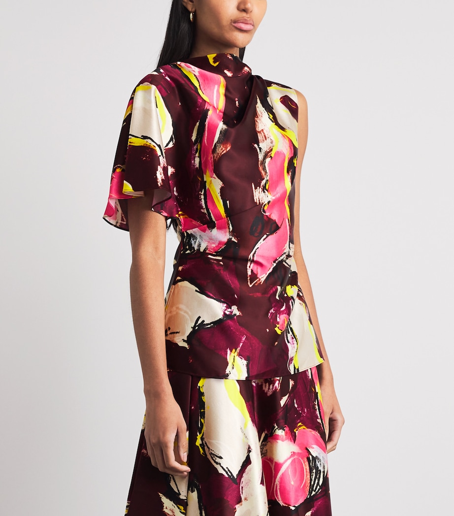 Roksanda Womens Satin Printed Nomi Blouse Brushburgundy Image 4