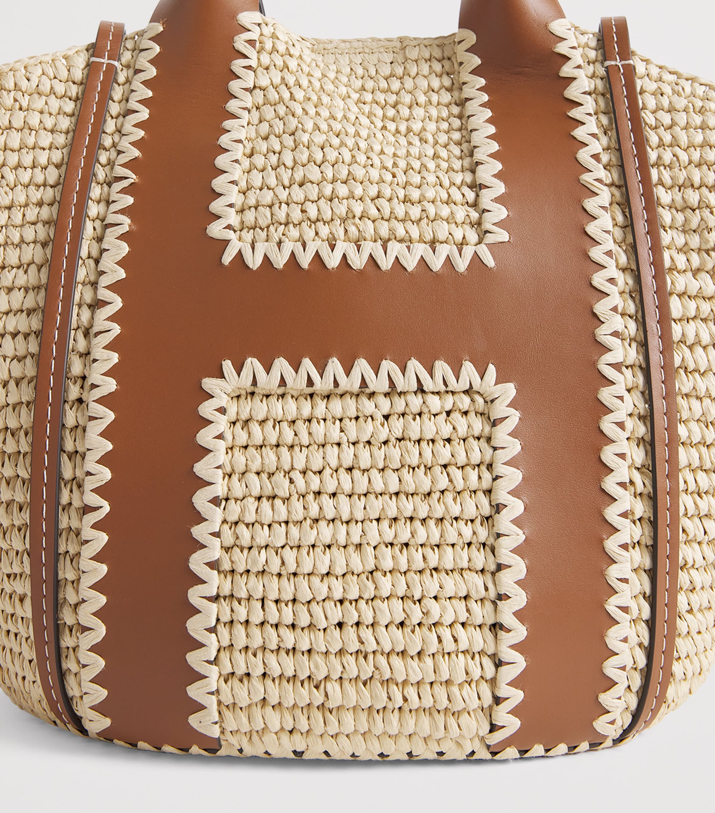 Harrods Large Raffia Tote Bag Neutral Image 6