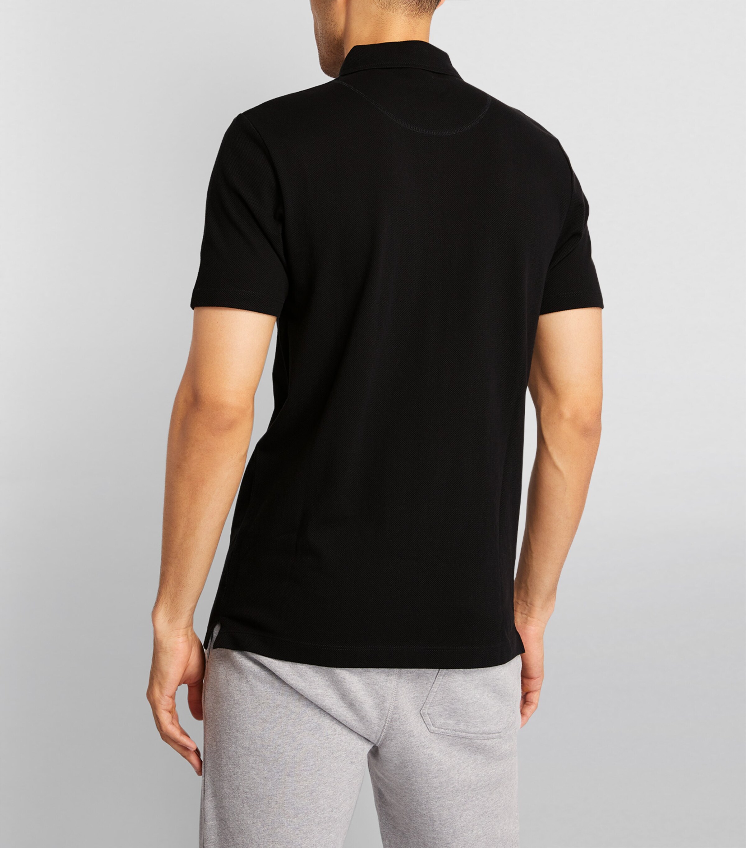 Sunspel Mens Supima Cotton Riviera Polo Shirt Bkaa Black Image 4
