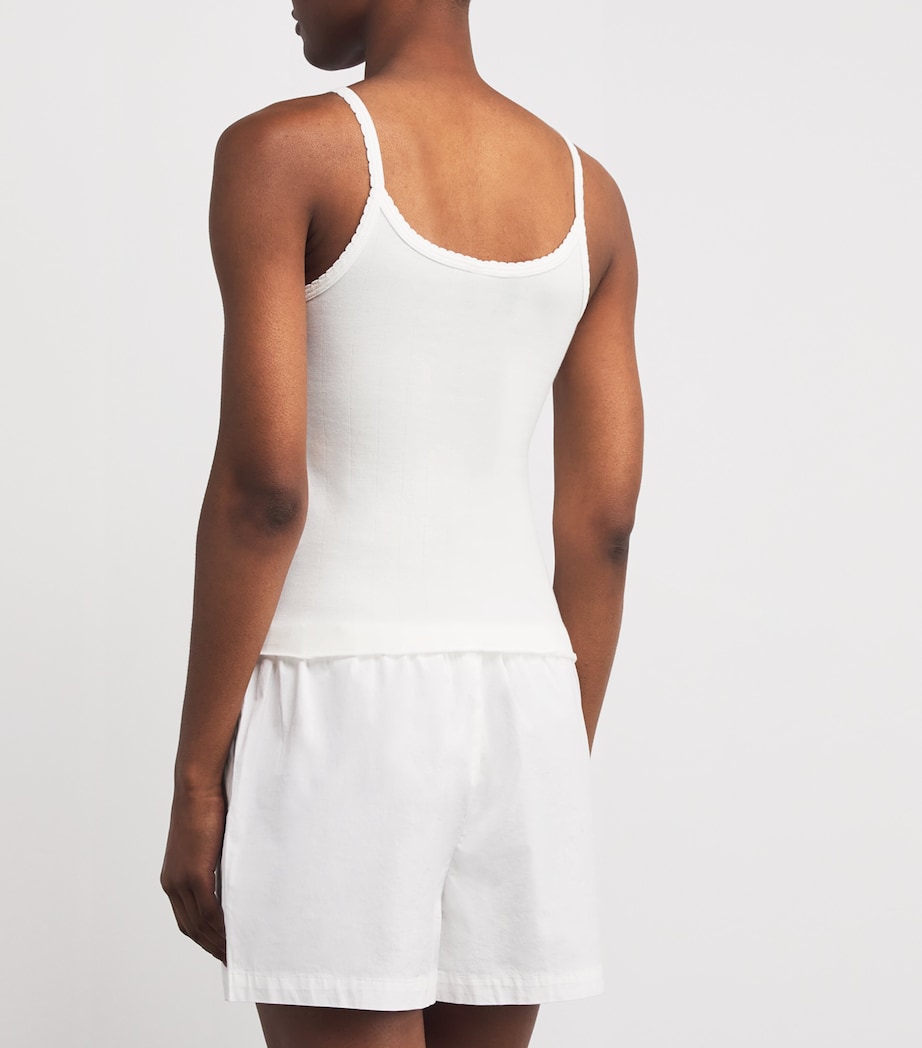Stretch-Cotton Pointelle Camisole Top SNOW Image 4