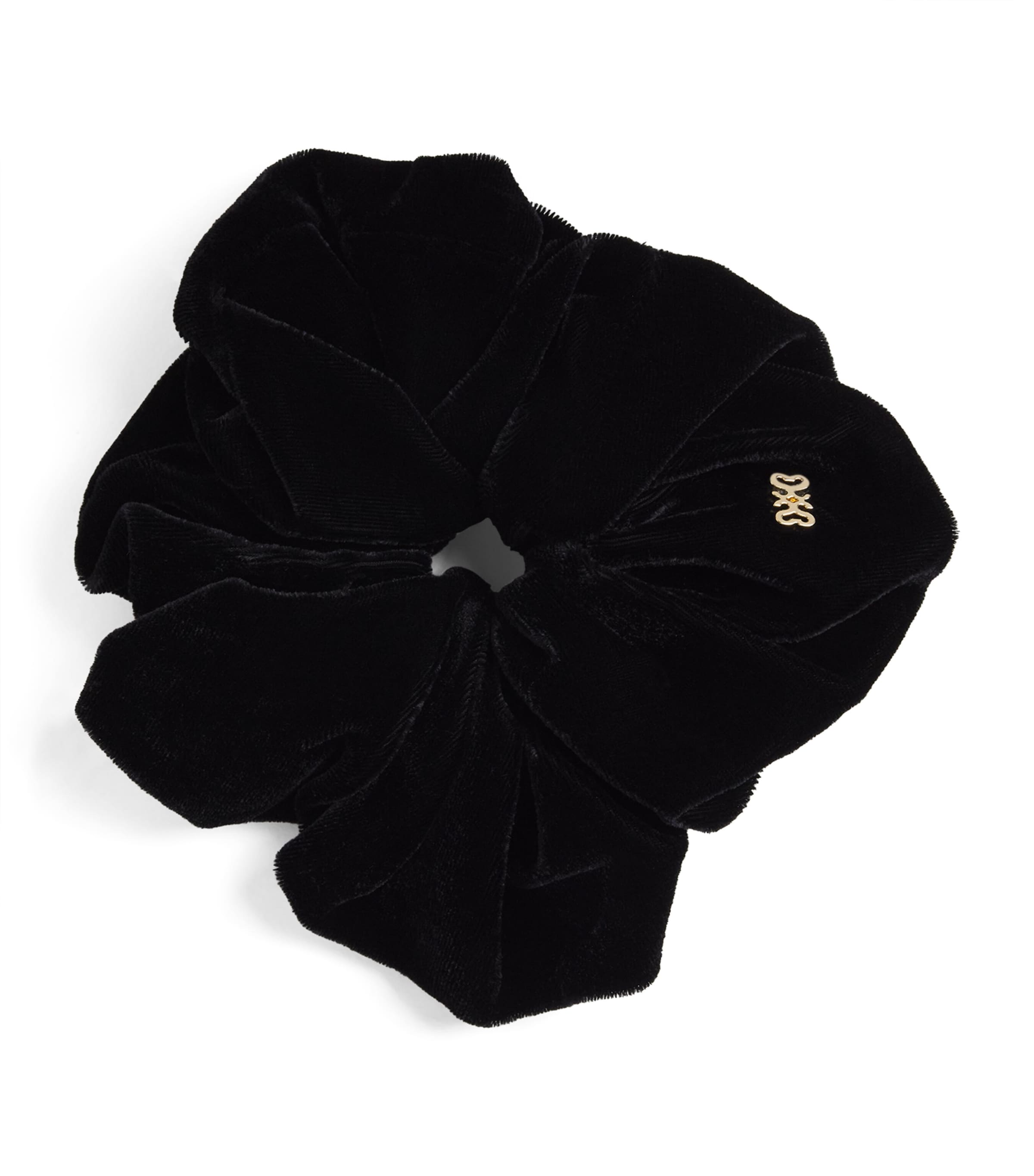Sandro Velvet Logo Scrunchie In Black