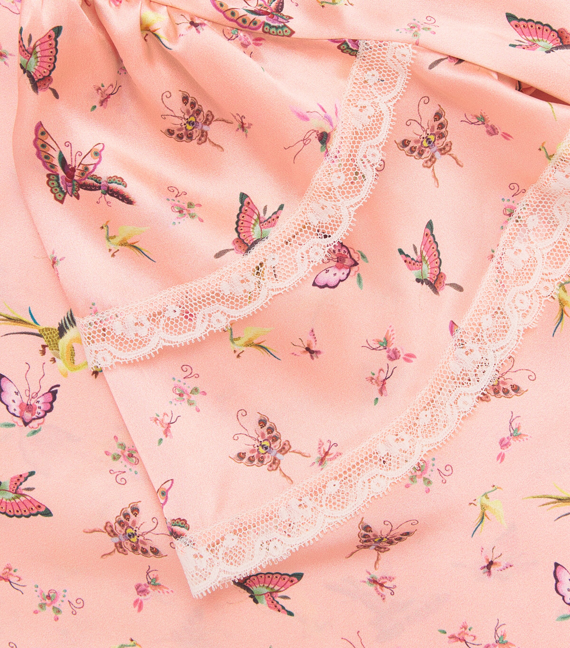 Amiki Silk Agnes Nightdress (2-14 Years) Dusty Pnk Bttrfls Image 3