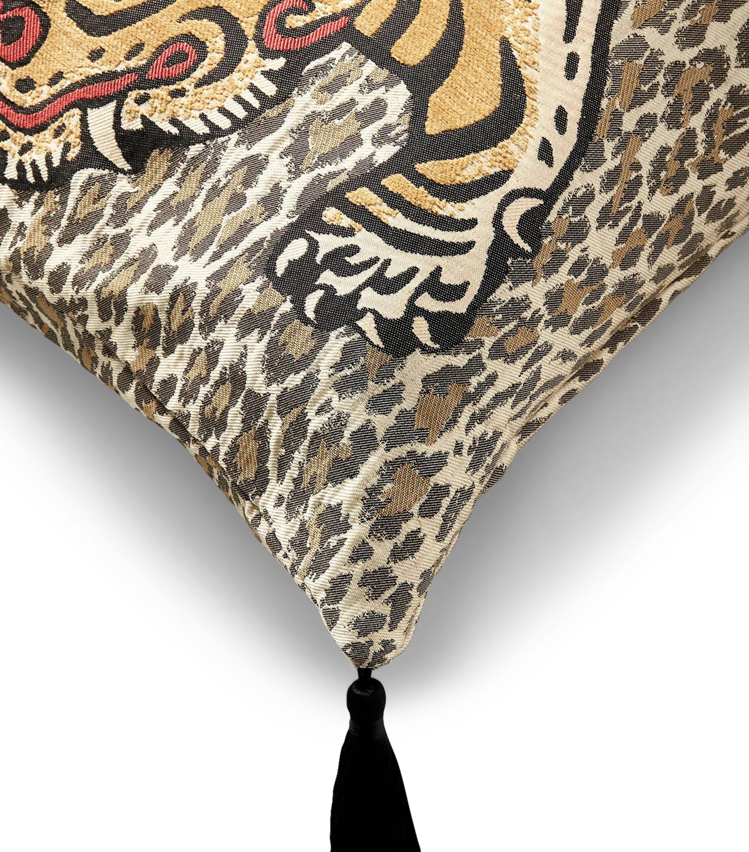 Jacquard Wild Saber Tassel Cushion (60cm x 60cm) ORANGE Image 2