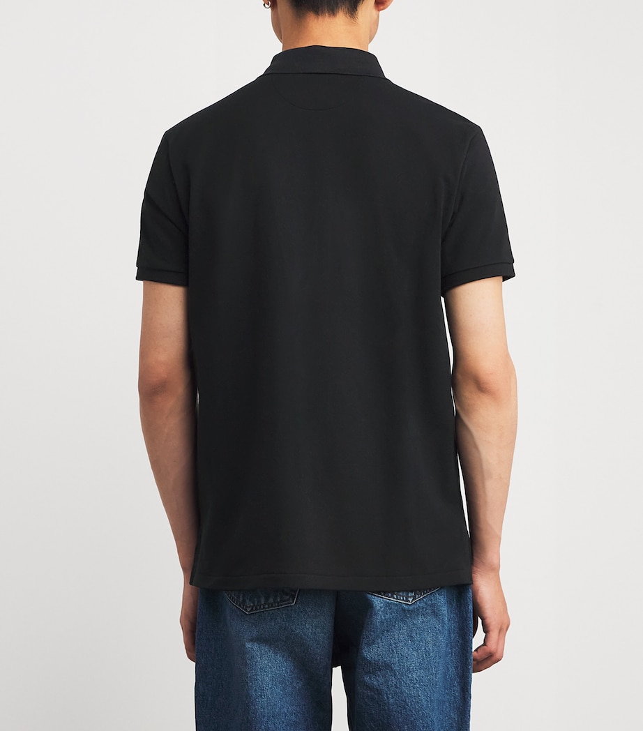 Cotton Mesh Slim-Fit Polo Shirt BLACK Image 4