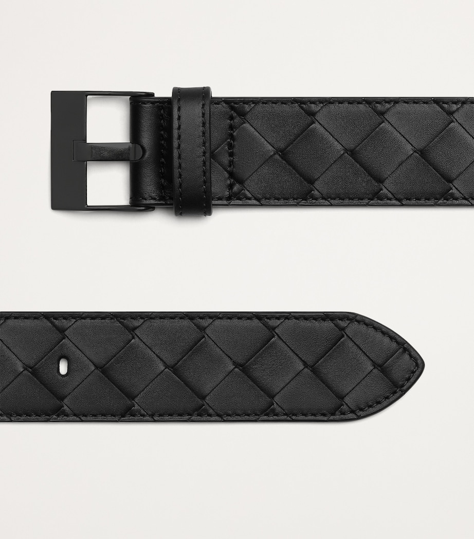 Leather Intrecciato Watch Buckle Belt 8984 Image 4