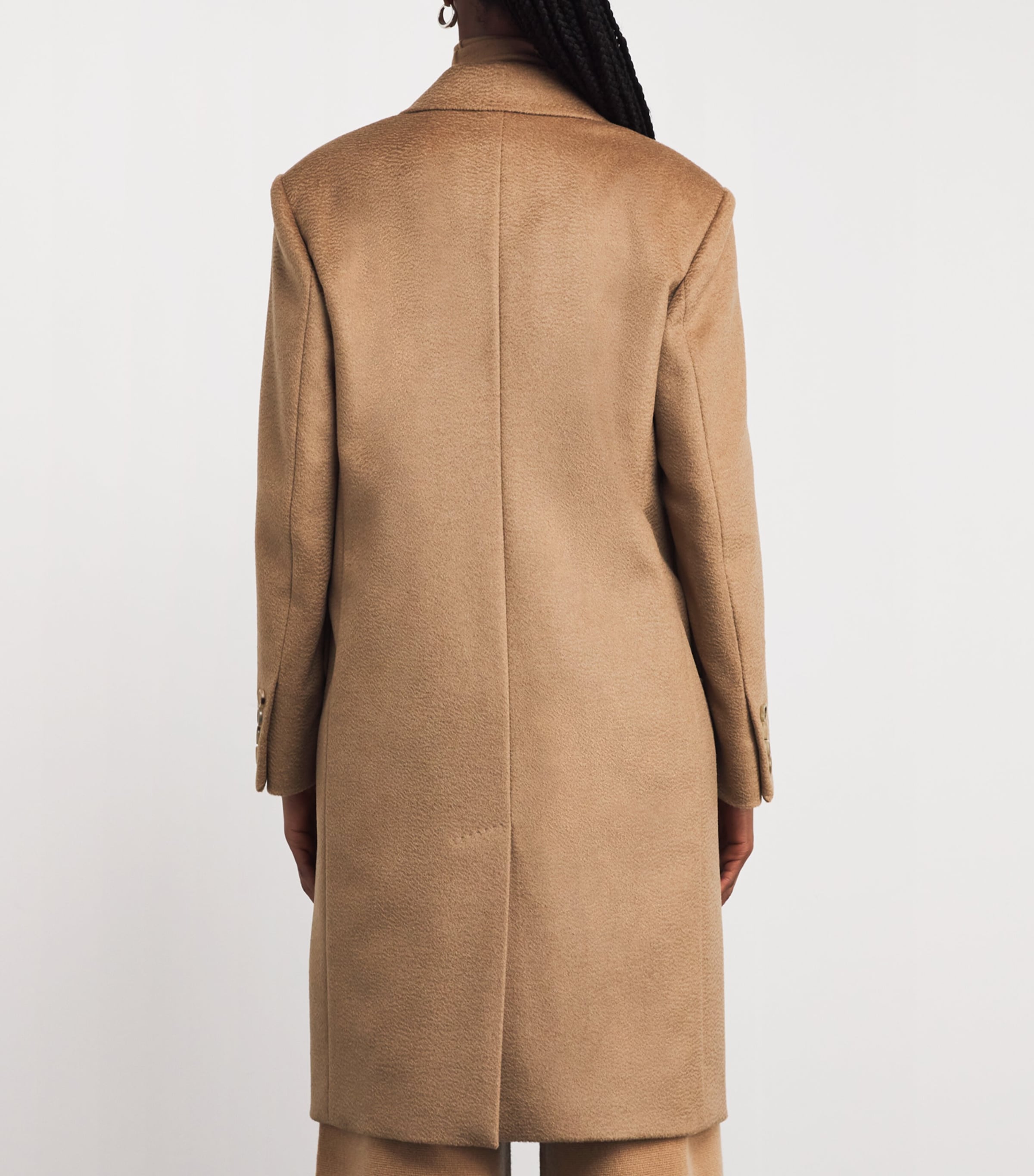 Camel Wool Peak Lapel Pea Coat CAMEL Image 4