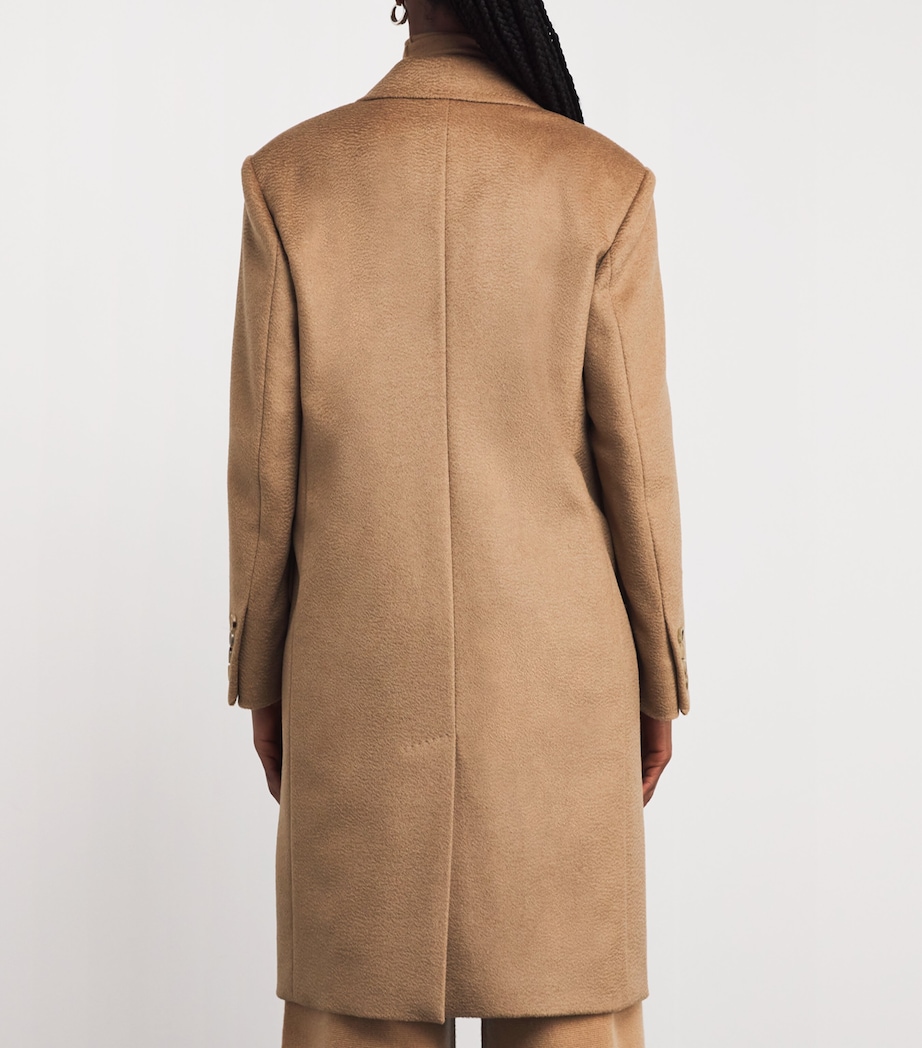 Camel Wool Peak Lapel Pea Coat CAMEL Image 4