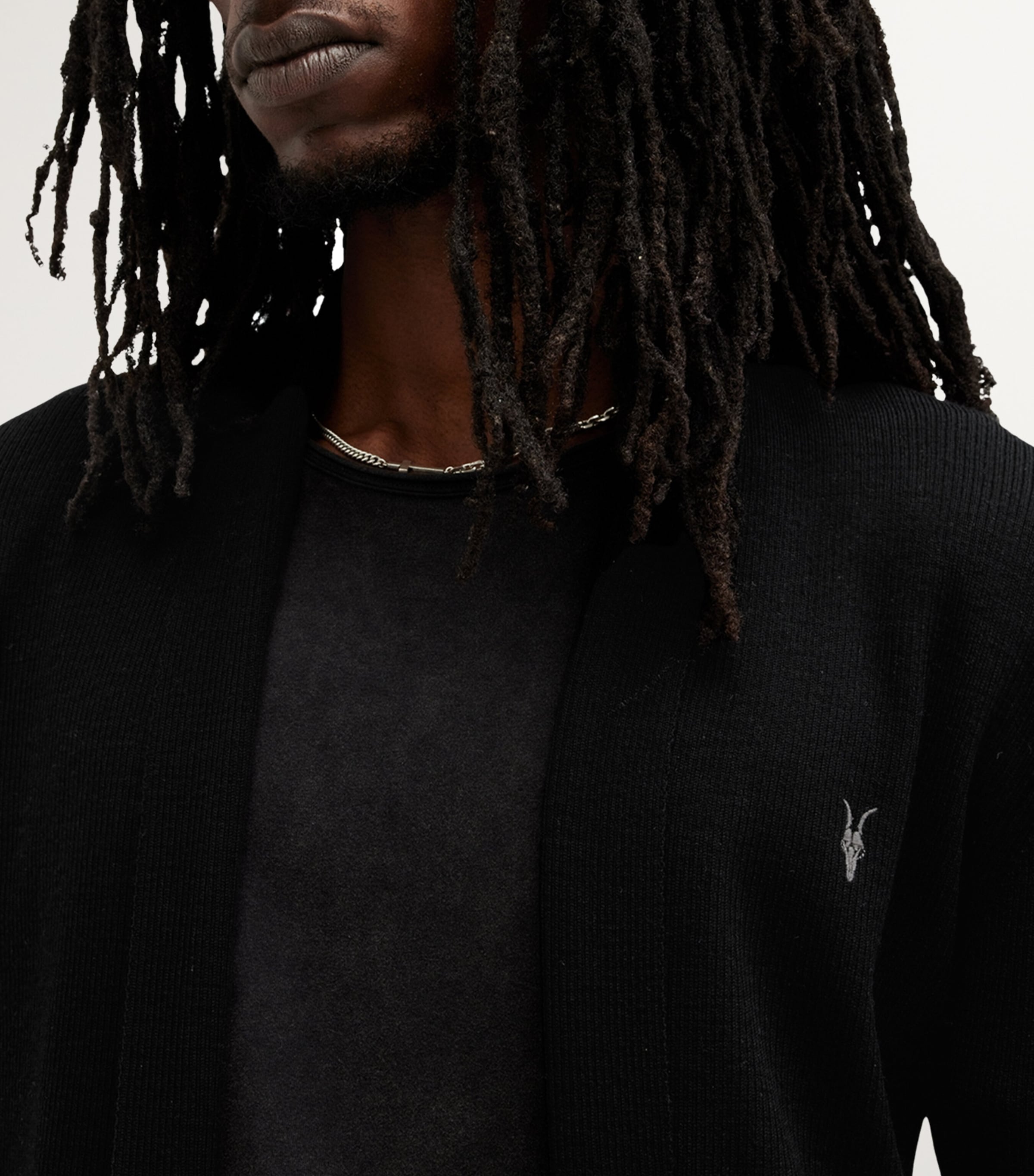 Merino Wool Mode Cardigan BLACK Image 5