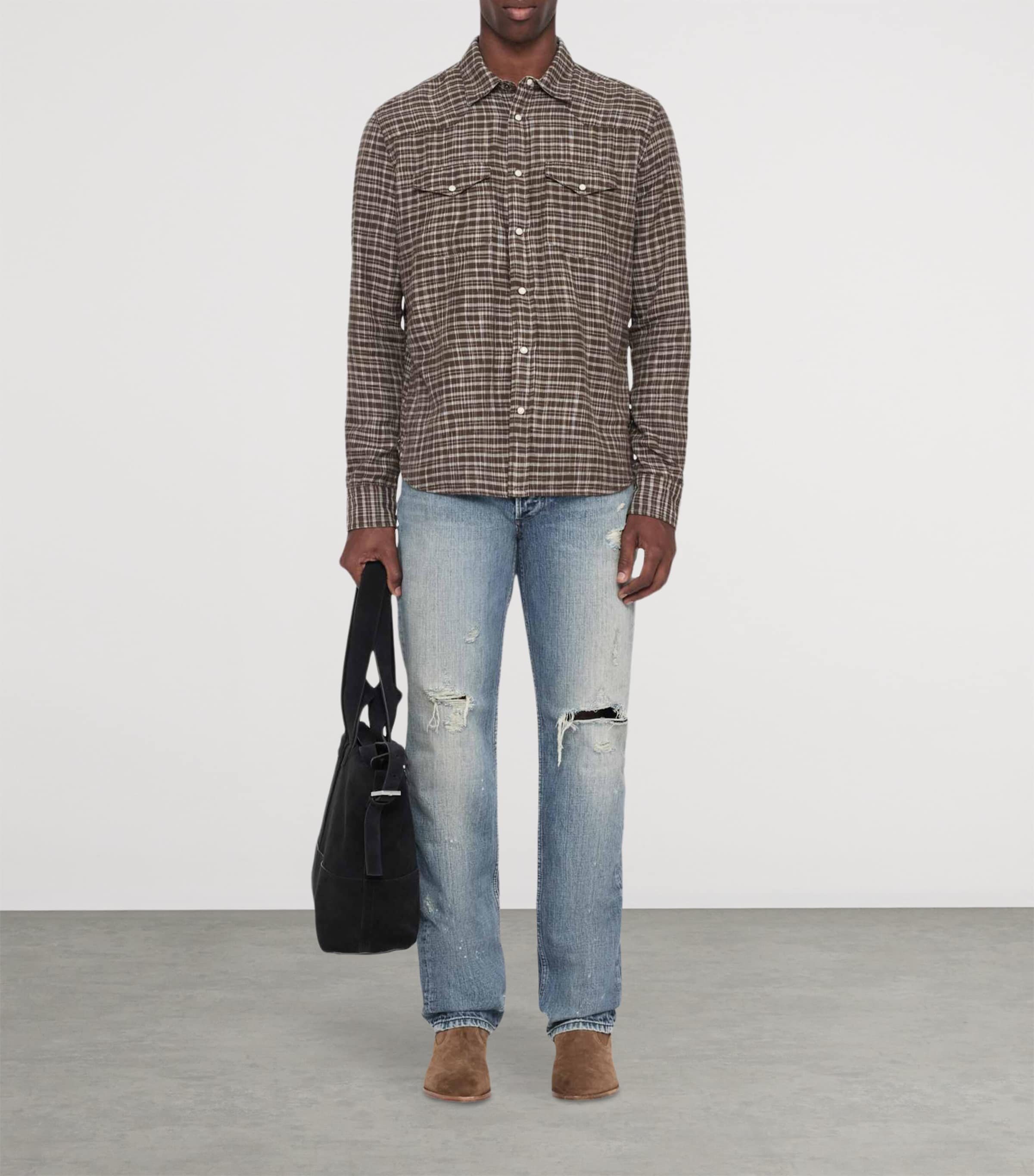 AllSaints Mens Organic Cotton Court Shirt Khaki Brown Image 2