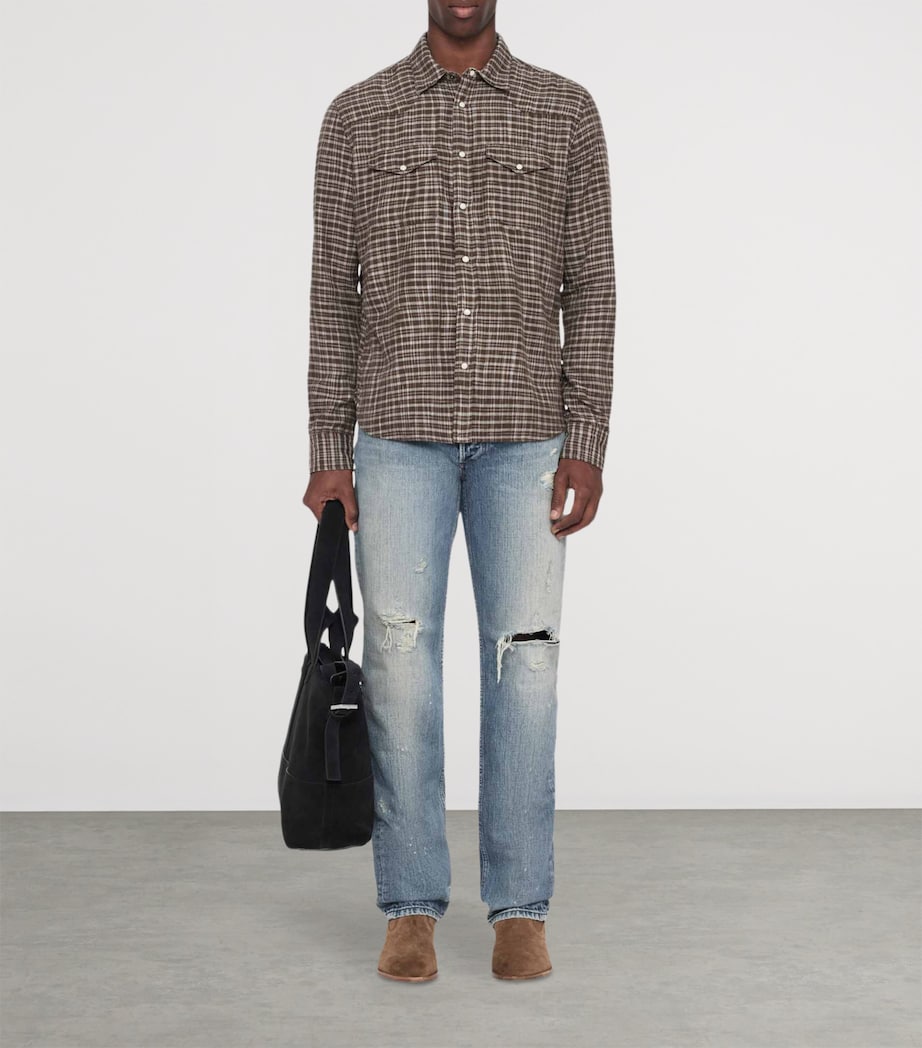 AllSaints Mens Organic Cotton Court Shirt Khaki Brown Image 2