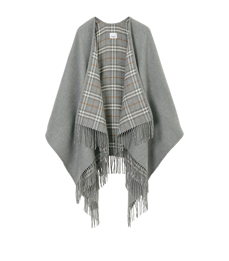 Wool Reversible Check Cape GREY Image 1