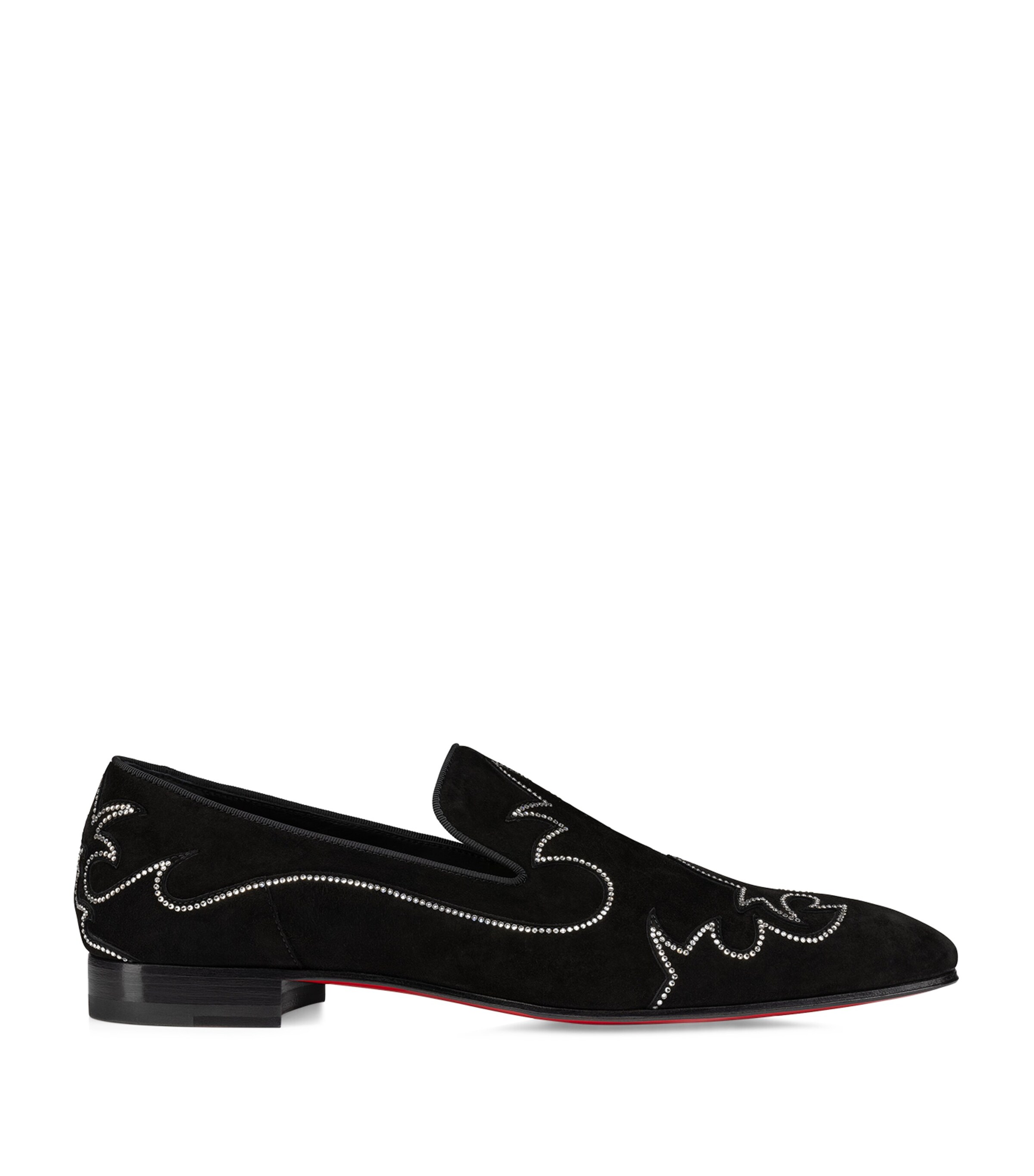 Christian Louboutin Dandysiago Grosgrain-trimmed Embellished Velvet Loafers In Black