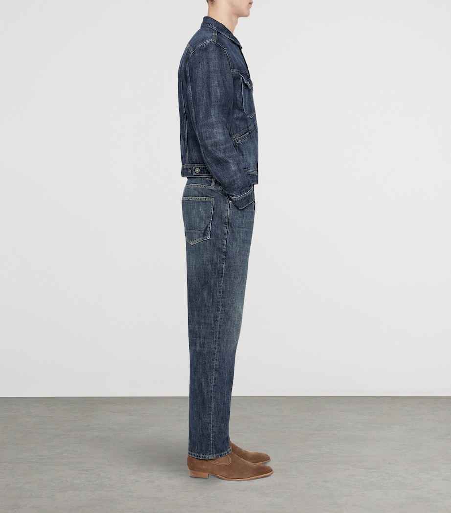 AllSaints Mens Denim Trucker Jacket Dark Indigo Image 6