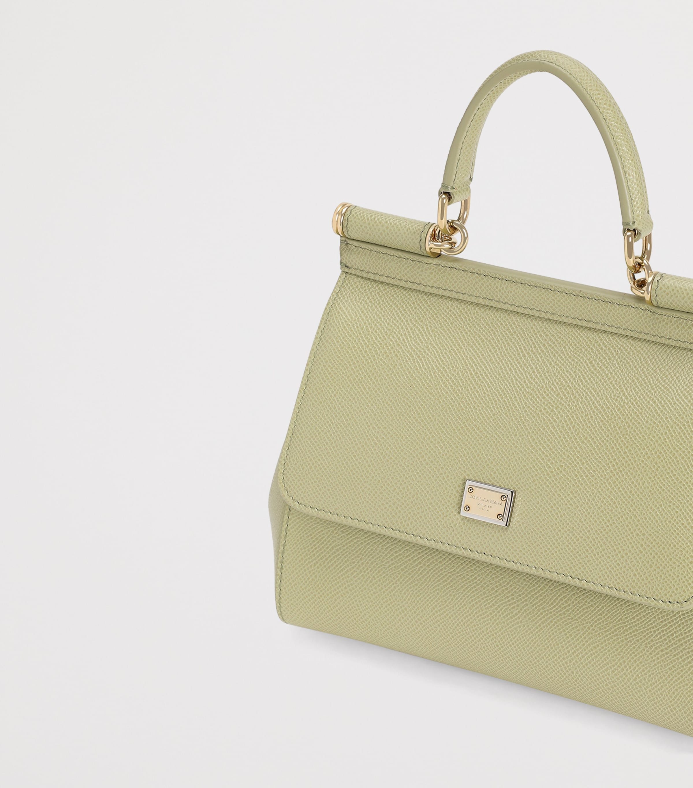 Medium Leather Sicily Top-Handle Bag 80527-SAGE GREE Image 6