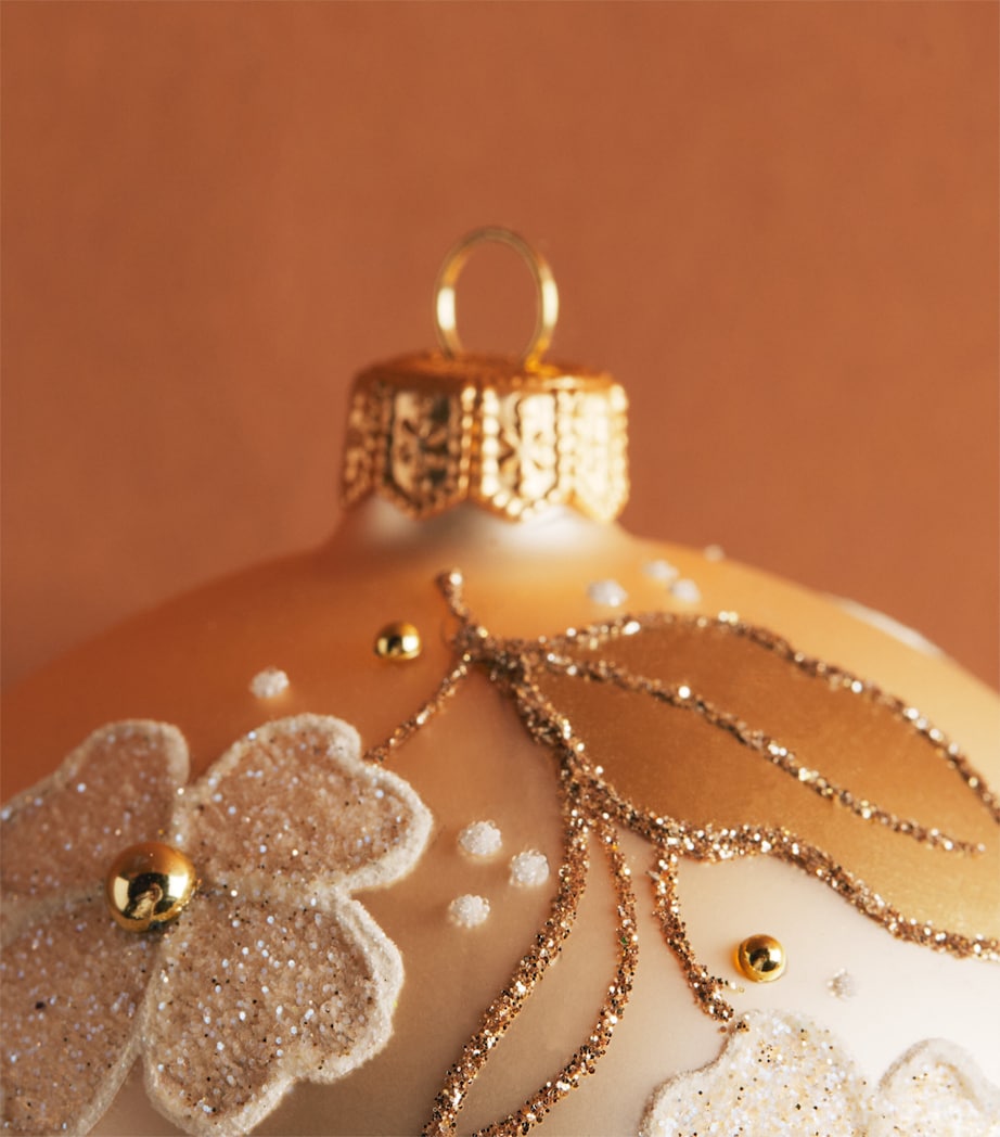 Harrods Glass Flower Bauble Champagne Matt Image 2