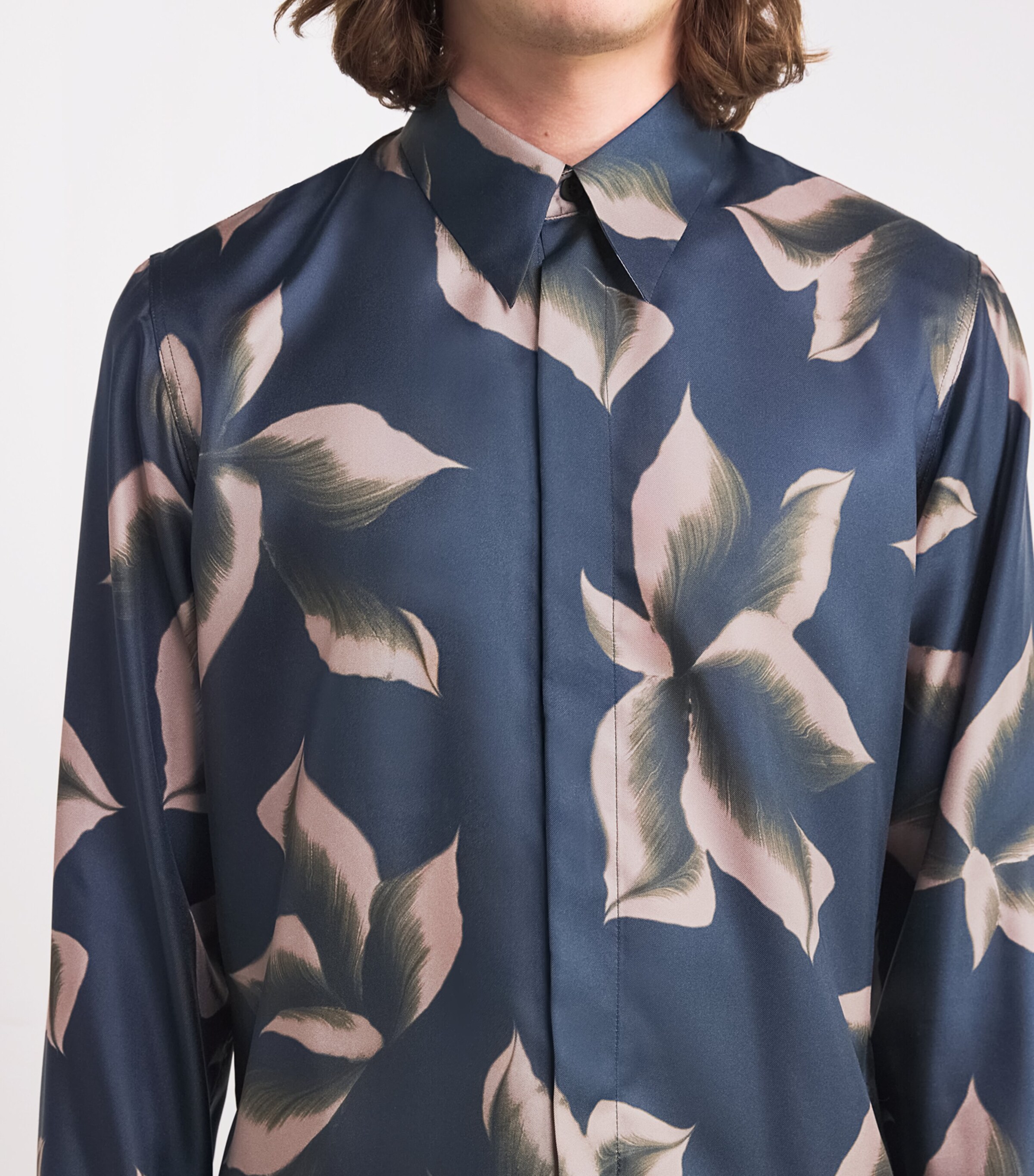 DRIES VAN NOTEN Navy Silk Floral Shirt | Harrods US