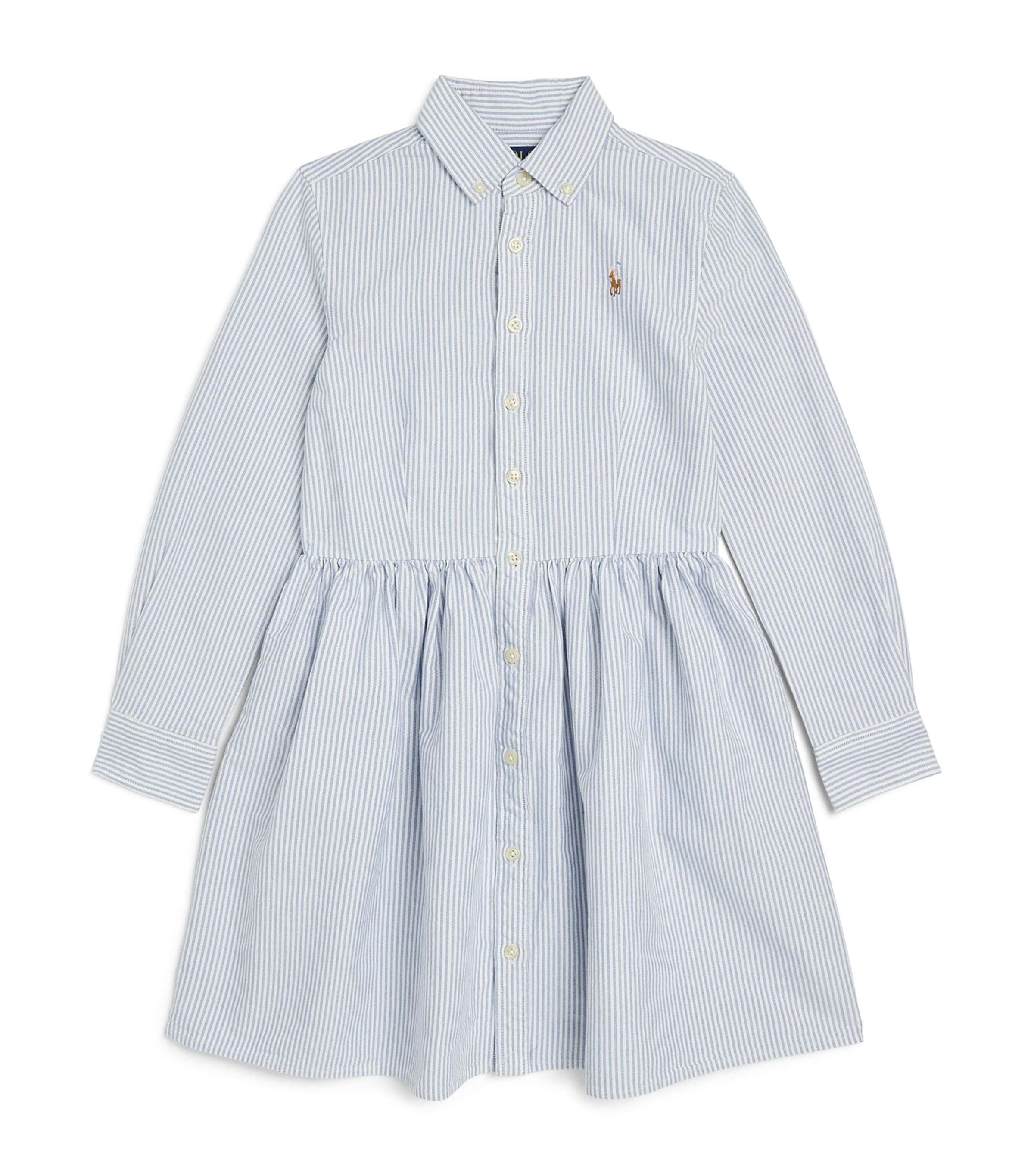 Ralph Lauren Kids Cotton Stripe Shirt Dress (8-16 Years) Bsr Blue/white Image 1