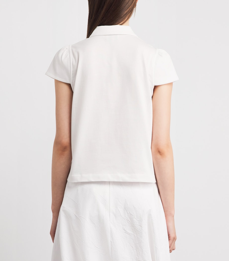 ME+EM Womens Organic Cotton Zipped Polo Sweater Fresh White Image 5