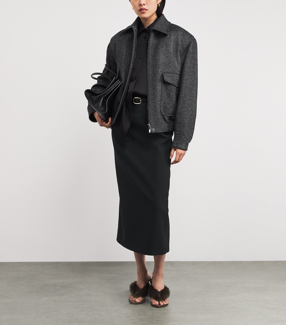 Crepe Amel Pencil Midi Skirt BLACK/PERSIAN BLUE Image 2