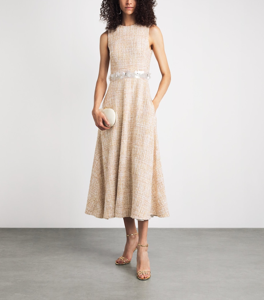 Safiyaa Womens Tweed Maisie Midi Dress Pnk Ntrls W Iridscnt Image 2