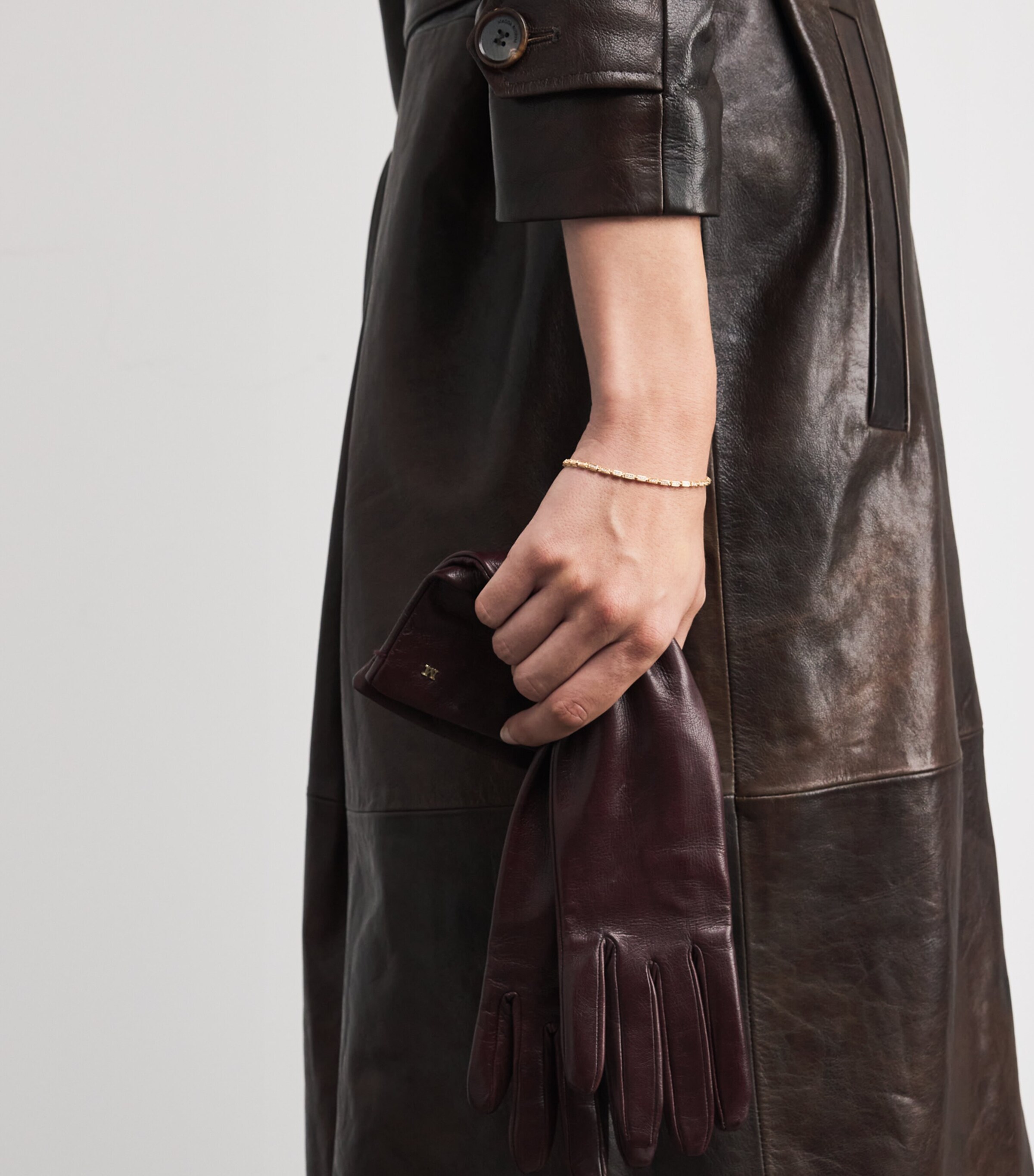 Small Rose Gold and Diamond Block-Chain Bracelet 18K RG/WD Image 5