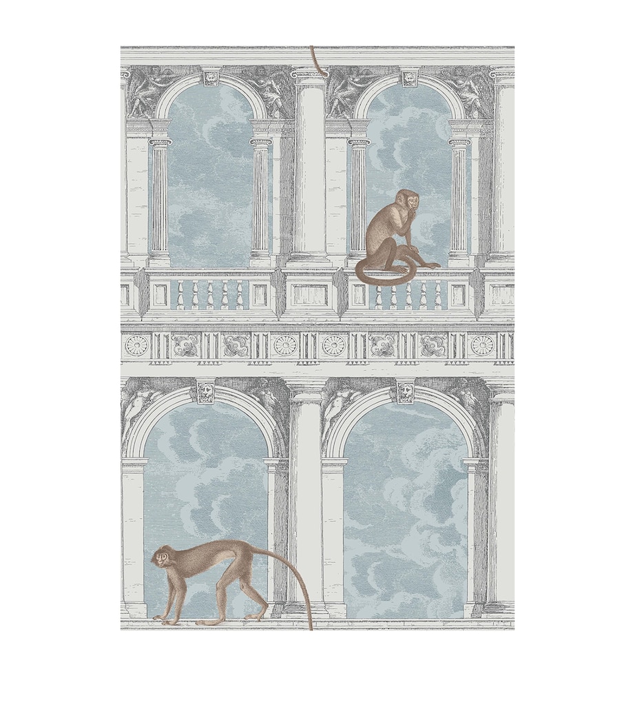 x Fornasetti Procuratie con Vista Wallpaper Roll SOFT GREY & ICE BLUE Image 1