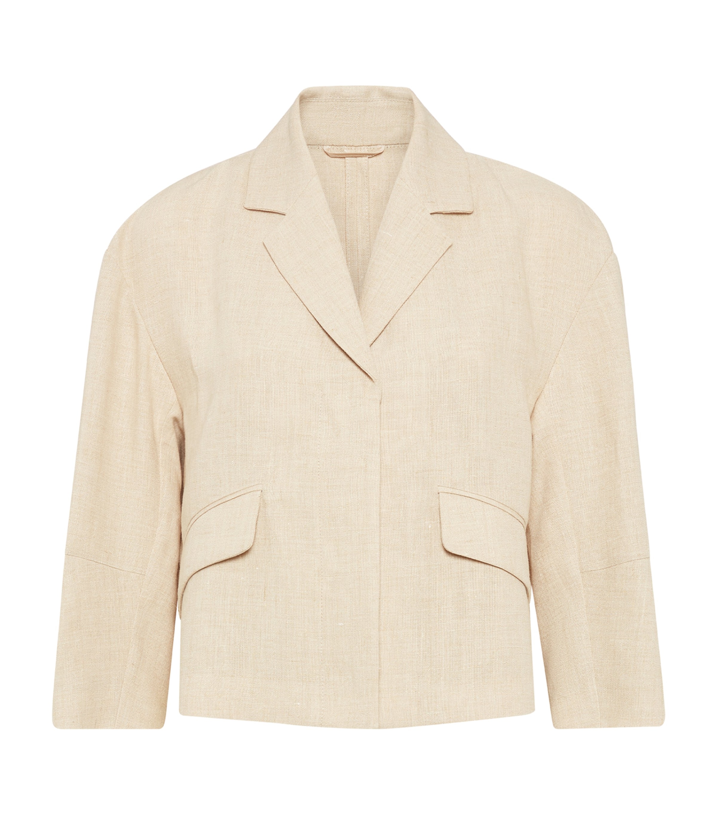 Brunello Cucinelli Linen Panama Cropped Blazer In Beige