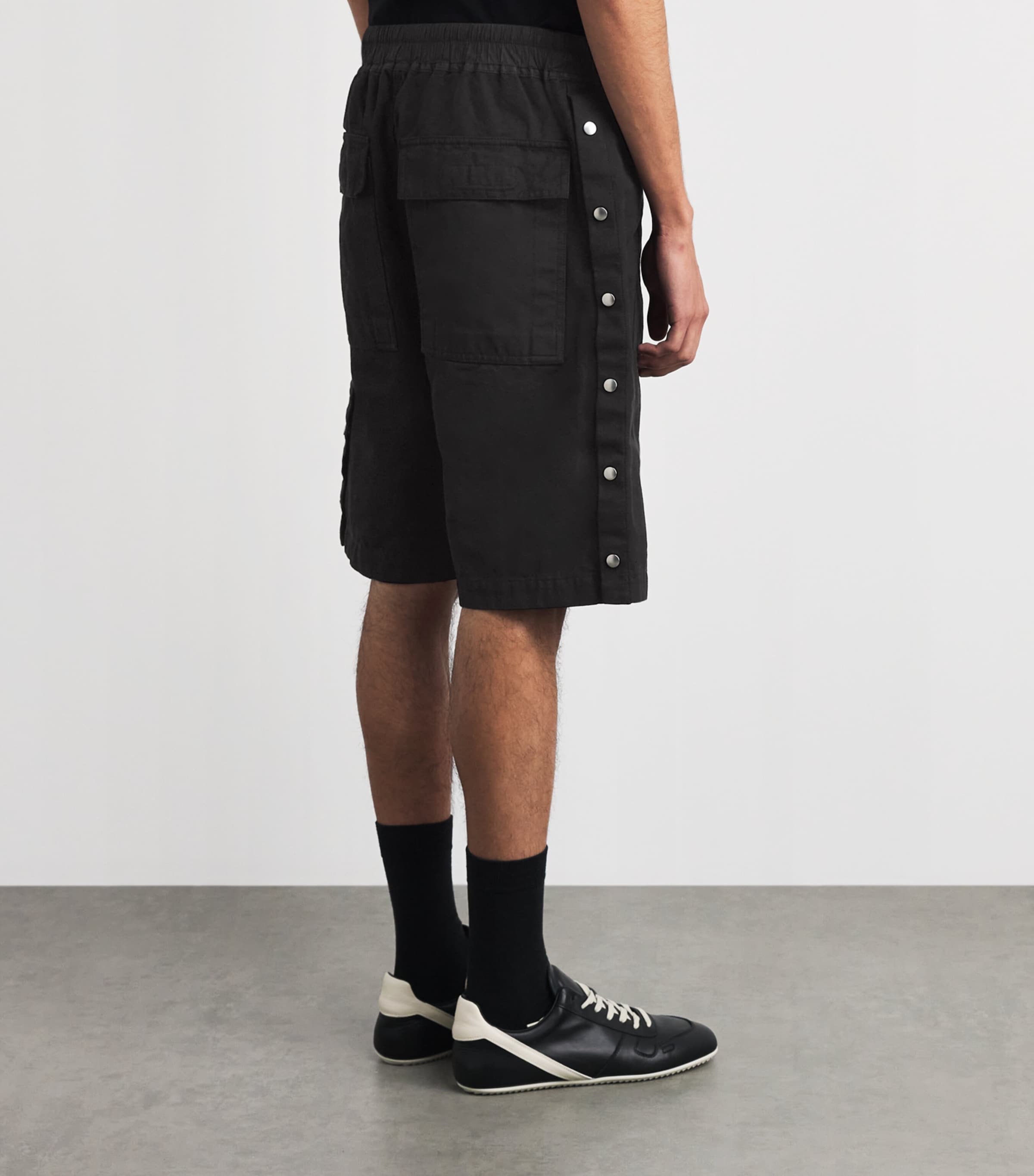 Rick Owens Cotton Pusher Wide-Leg Shorts Black Image 5