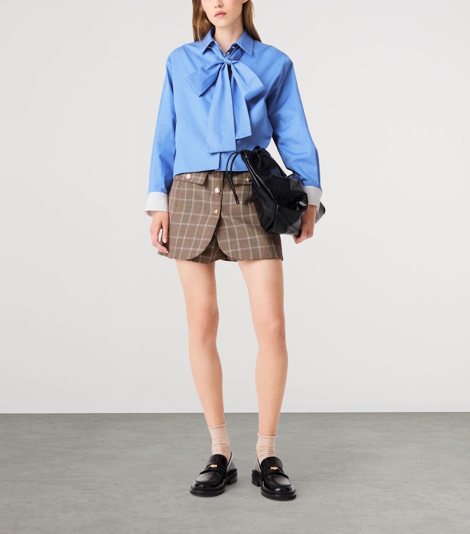 Maje Womens Cotton Pussybow Shirt Blue Image 2