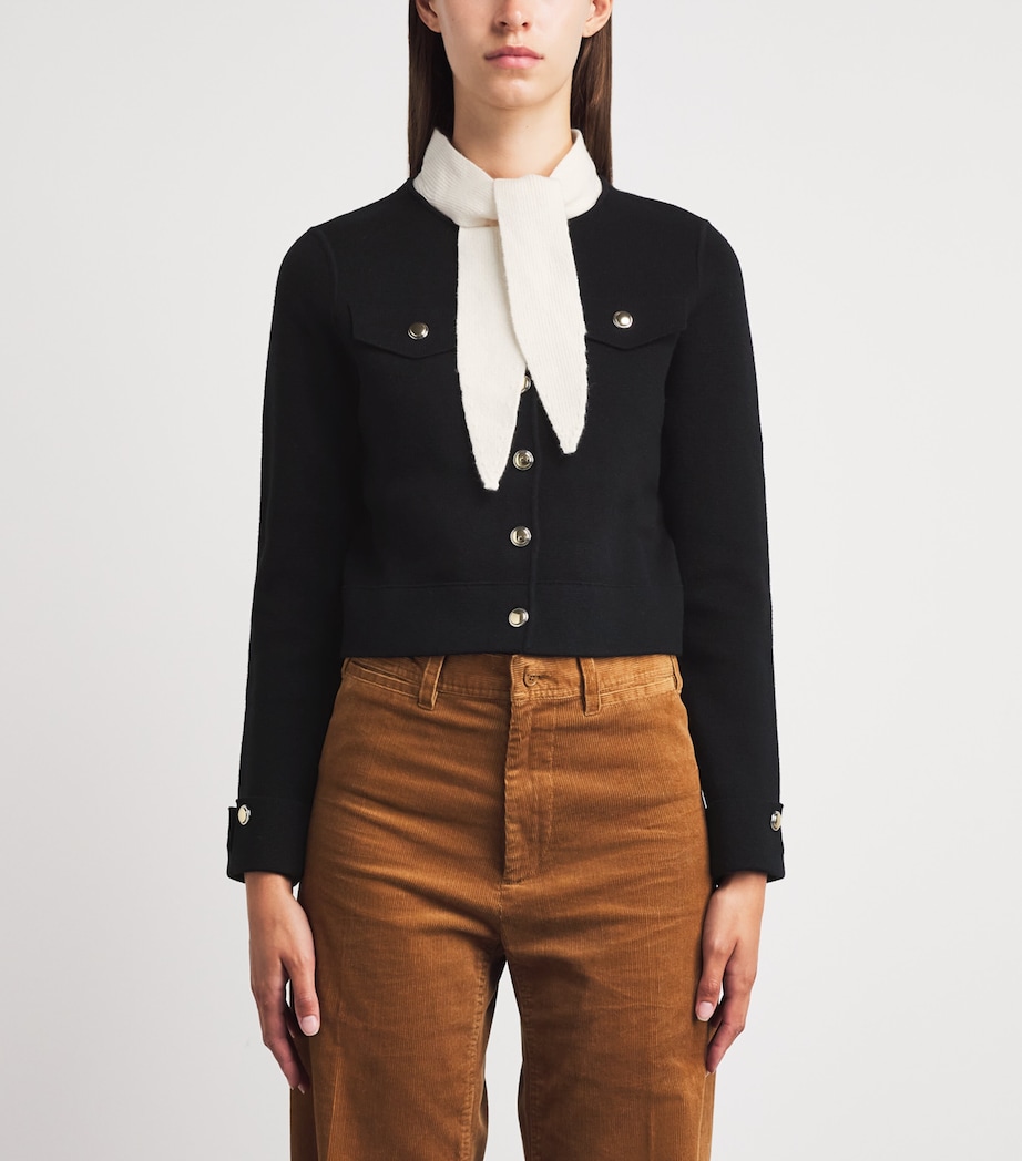 Claudie Pierlot Womens Wool-Cotton Scarf Cardigan Dual Color Image 4