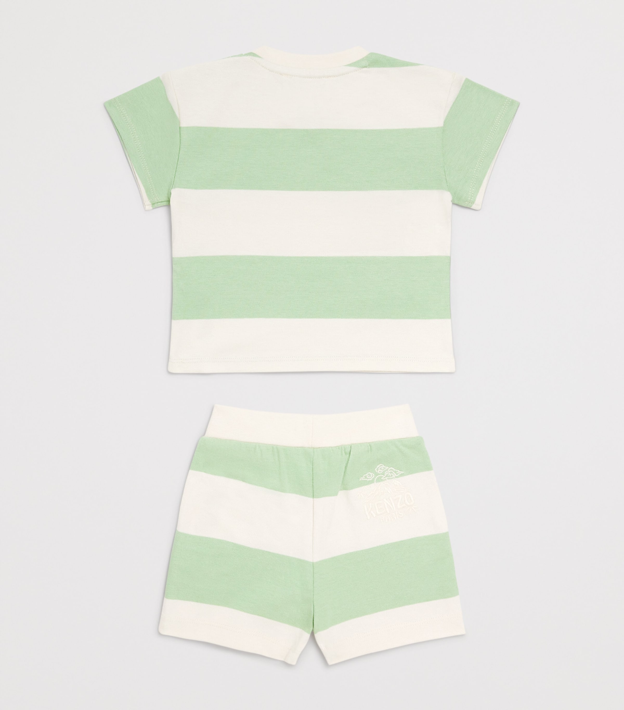 Cotton Stripe T-Shirt and Shorts Set (6 Months – 4 Years) N66OFF WHITE  GREEN Image 2